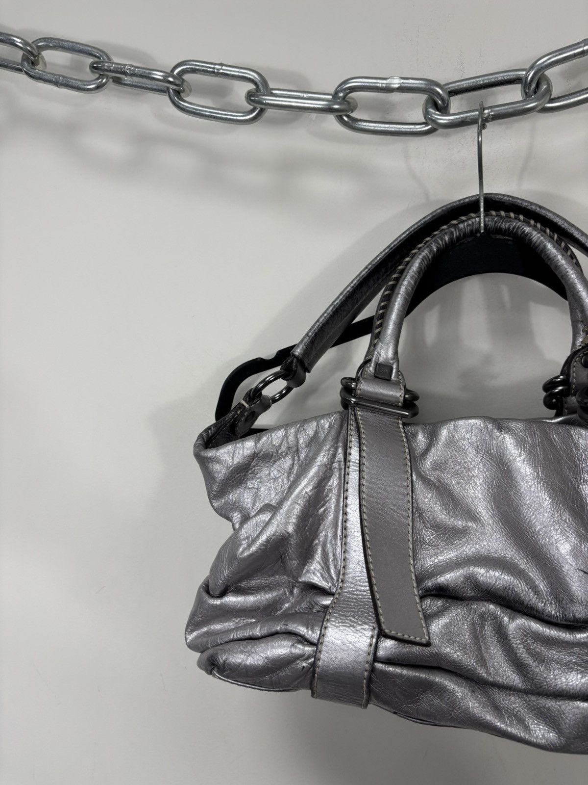 Other Francesco Biasia Metallic Silver Embossed Leather Handbag 