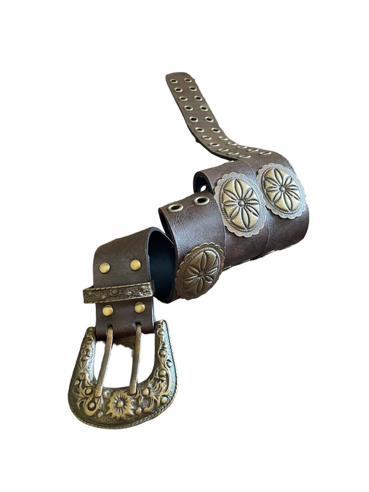 Beauty Beast × Hysteric Glamour Vintage Western leather Belt Bronze Sterling Studded Rivet Size ONE SIZE - 3 Thumbnail