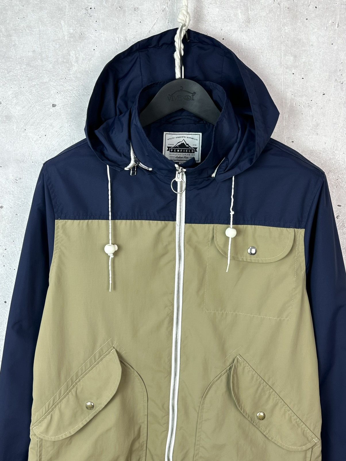 Penfield Penfield Blue-Beige Nylon Patch Pocket Men’s Hooded Jacket Size US M / EU 48-50 / 2 - 3 Thumbnail
