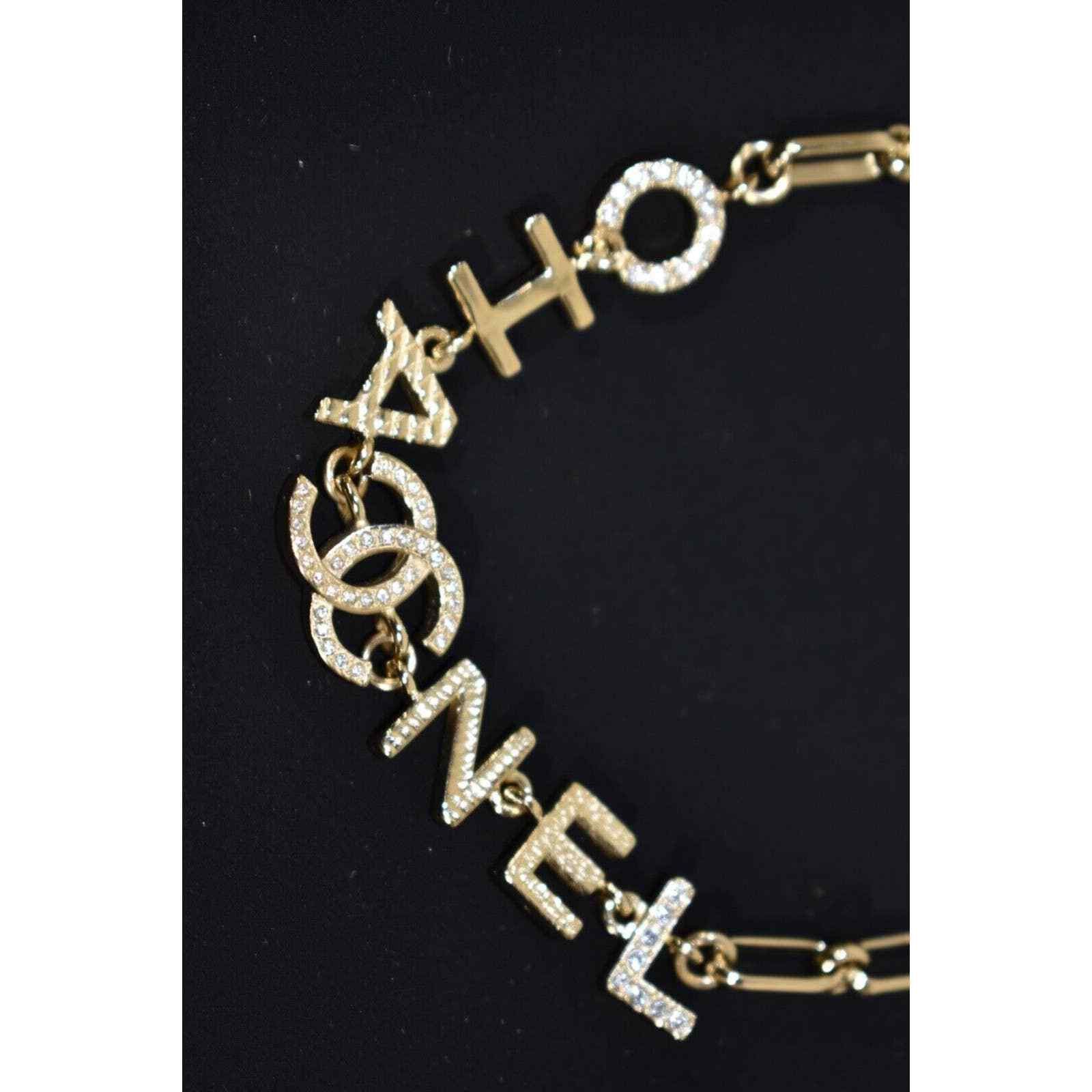Chanel Chanel 22P Gold Chain Link Crystal Runway Arm Bracelet Size ONE SIZE - 4 Thumbnail