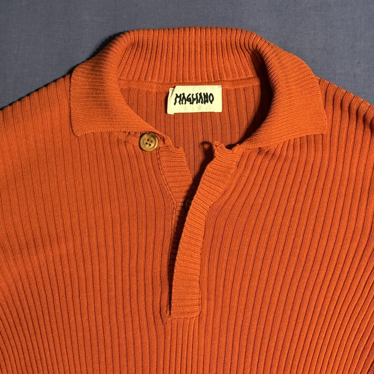 Magliano Magliano burnt orange ribbed long-sleeve knit polo Size US M / EU 48-50 / 2 - 4 Thumbnail