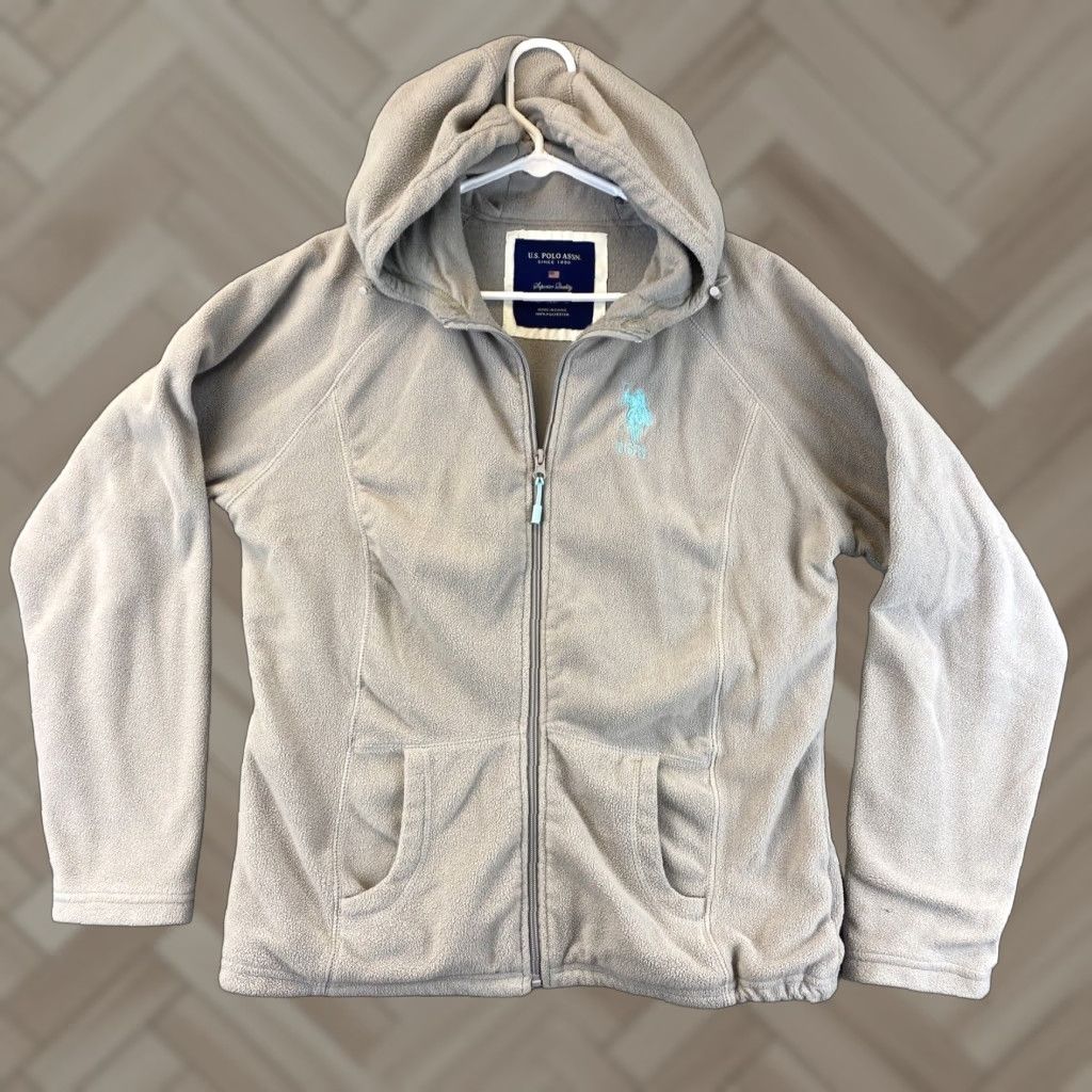 Vintage US Polo Assn. Fleece Lined Zip Hoodie Jacket Gray Size XL. / 63-13. Jersey? No. Size XL / US 12-14 / IT 48-50 - 1 Thumbnail