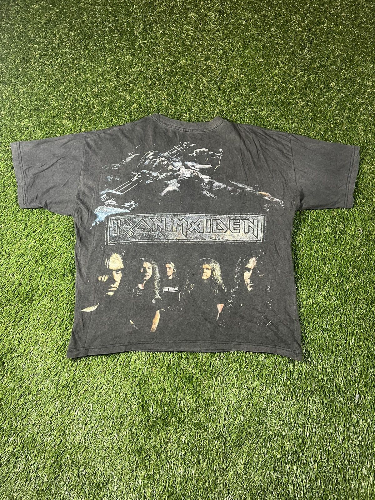Band Tees Vintage 90s Faded Iron Maiden Bootleg All Over Print AOP Tee Size US XL / EU 56 / 4 - 2 Thumbnail