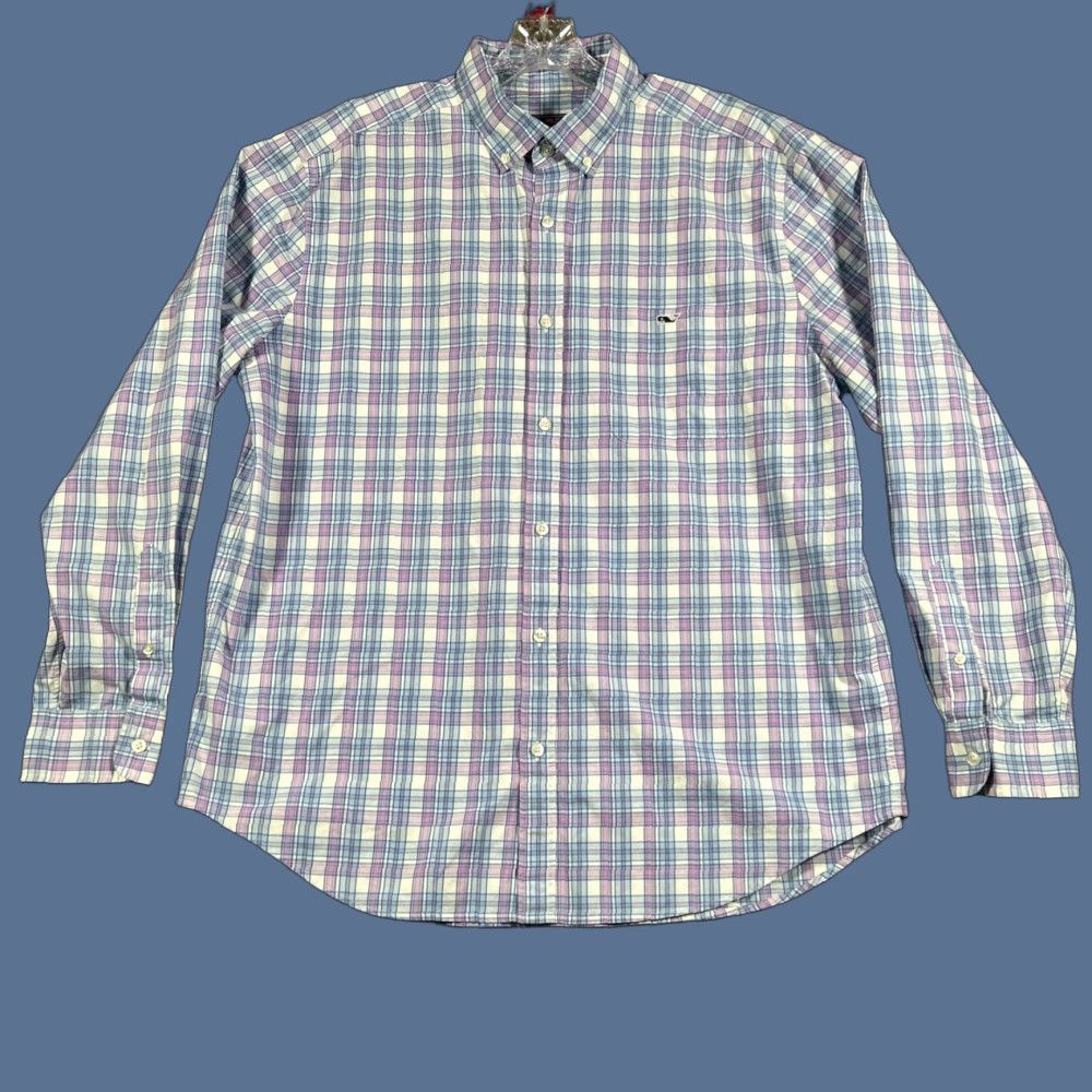 Vineyard Vines Vineyard Vines Tucker Shirt Classic Fit Mens Button-Up Plaid Long Sleeve XL Purple Size US XL / EU 56 / 4 - 1 Thumbnail
