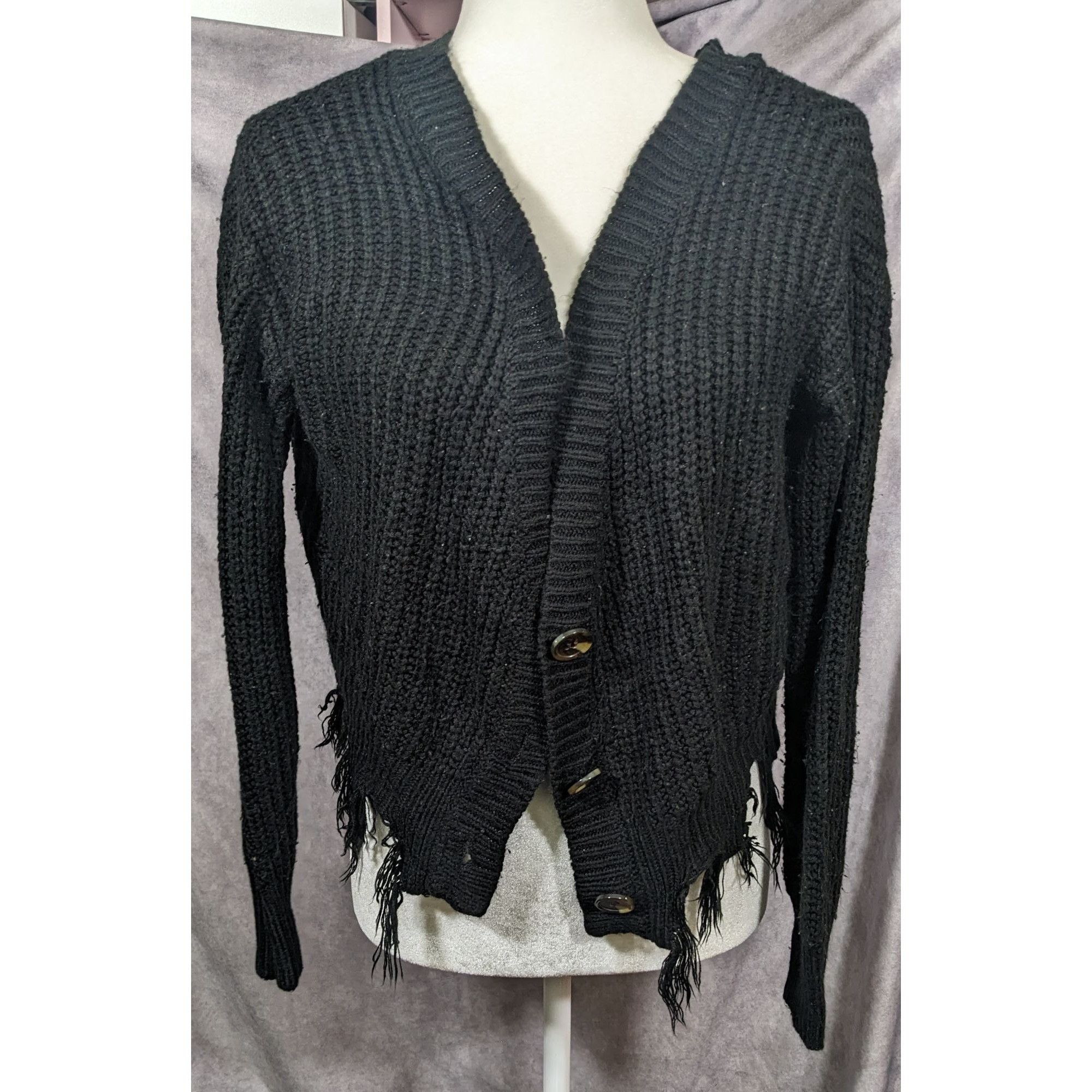 Other Polly & Esther Gothic Distressed Fringe Sweater Size S / US 4 / IT 40 - 4 Thumbnail