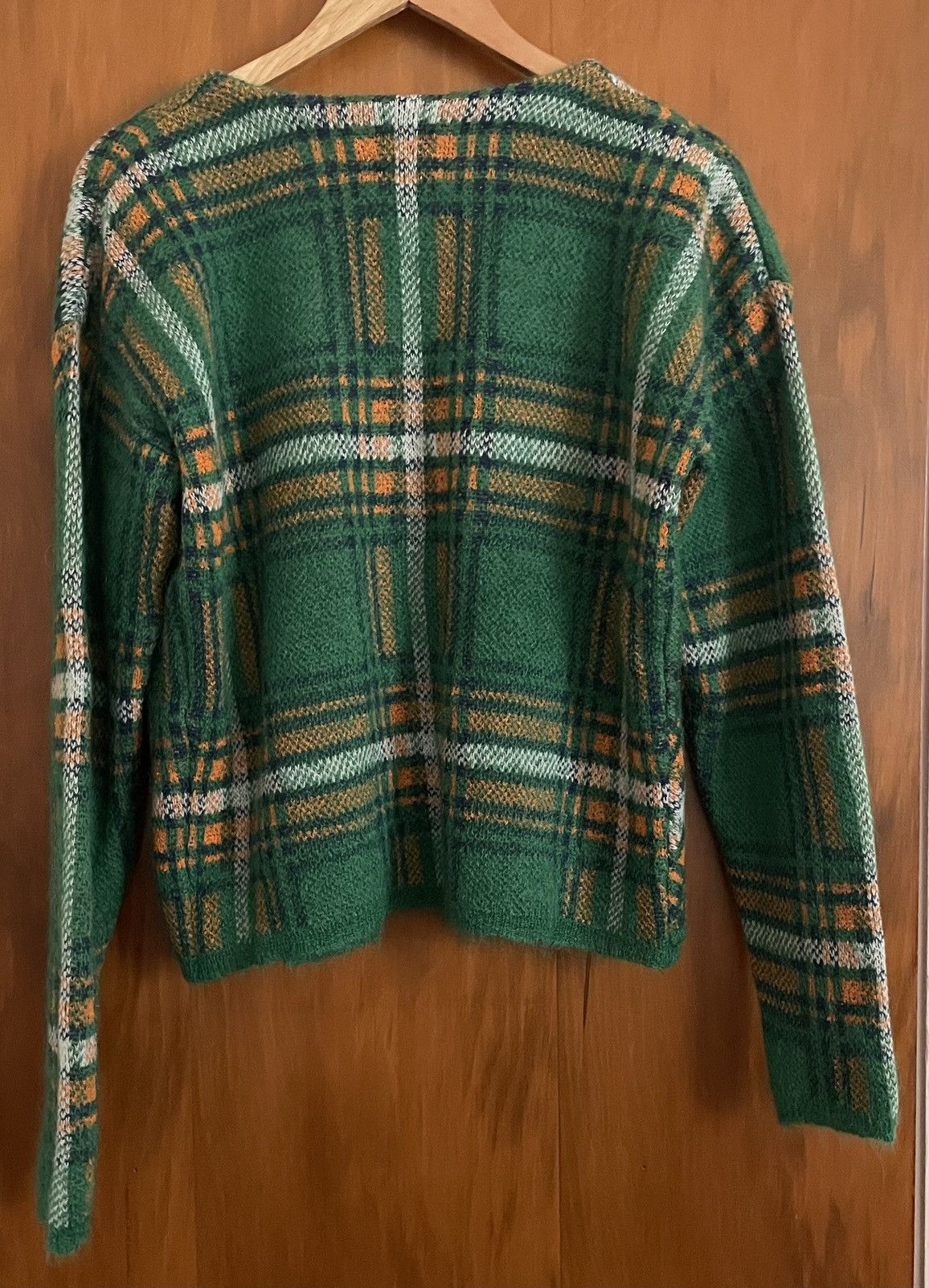 ERL ERL Jacquard Plaid Knit Open Cardigan Green - Size Medium Size US M / EU 48-50 / 2 - 2 Thumbnail