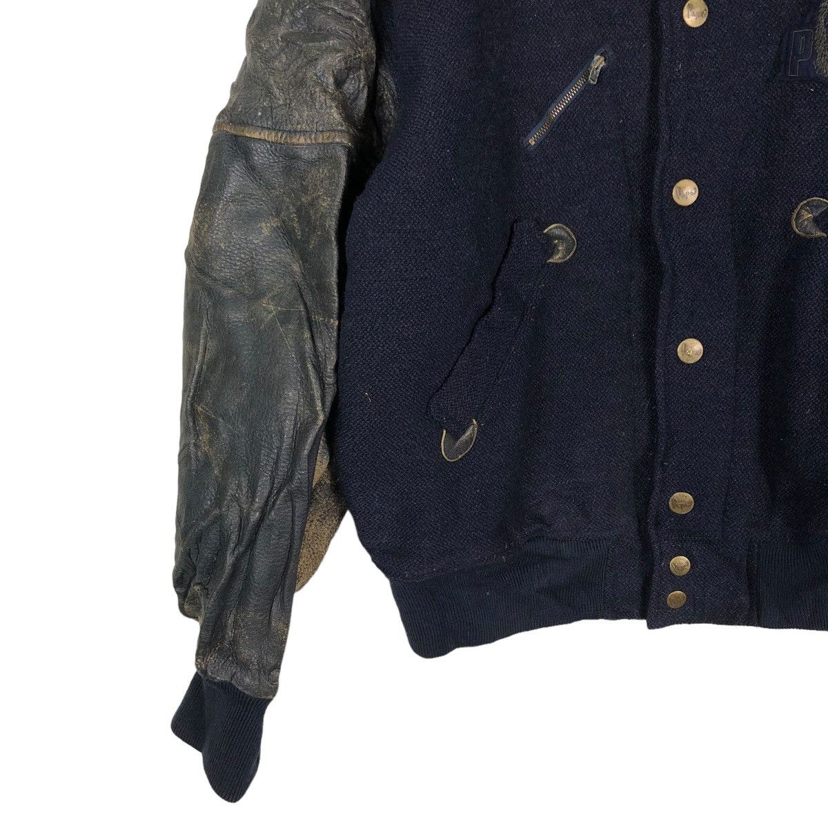 Japanese Brand 🔥VINTAGE LEATHER JACKET JUMPER STADIUM PAPAS BIG LOGO Size US M / EU 48-50 / 2 - 6 Thumbnail