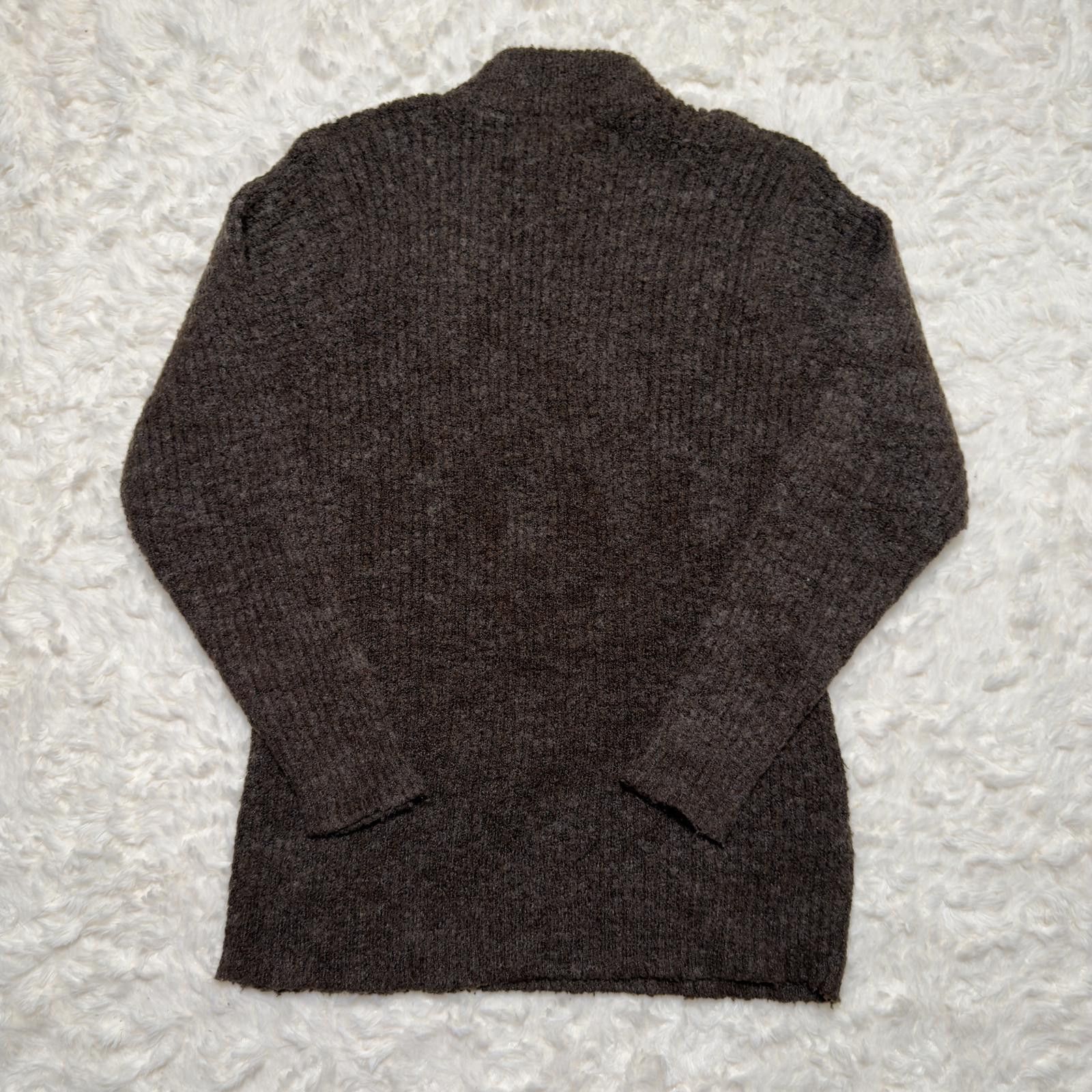 Other Vintage Rafaella Brown Bouclé Knit Sweater Mock Neck 90s Size S / US 4 / IT 40 - 2 Thumbnail