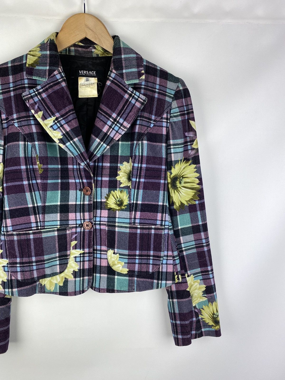 Versace Jeans Couture × Vintage Versace Jeans Couture floral pattern checked blazer jacket Size S / US 4 / IT 40 - 3 Thumbnail