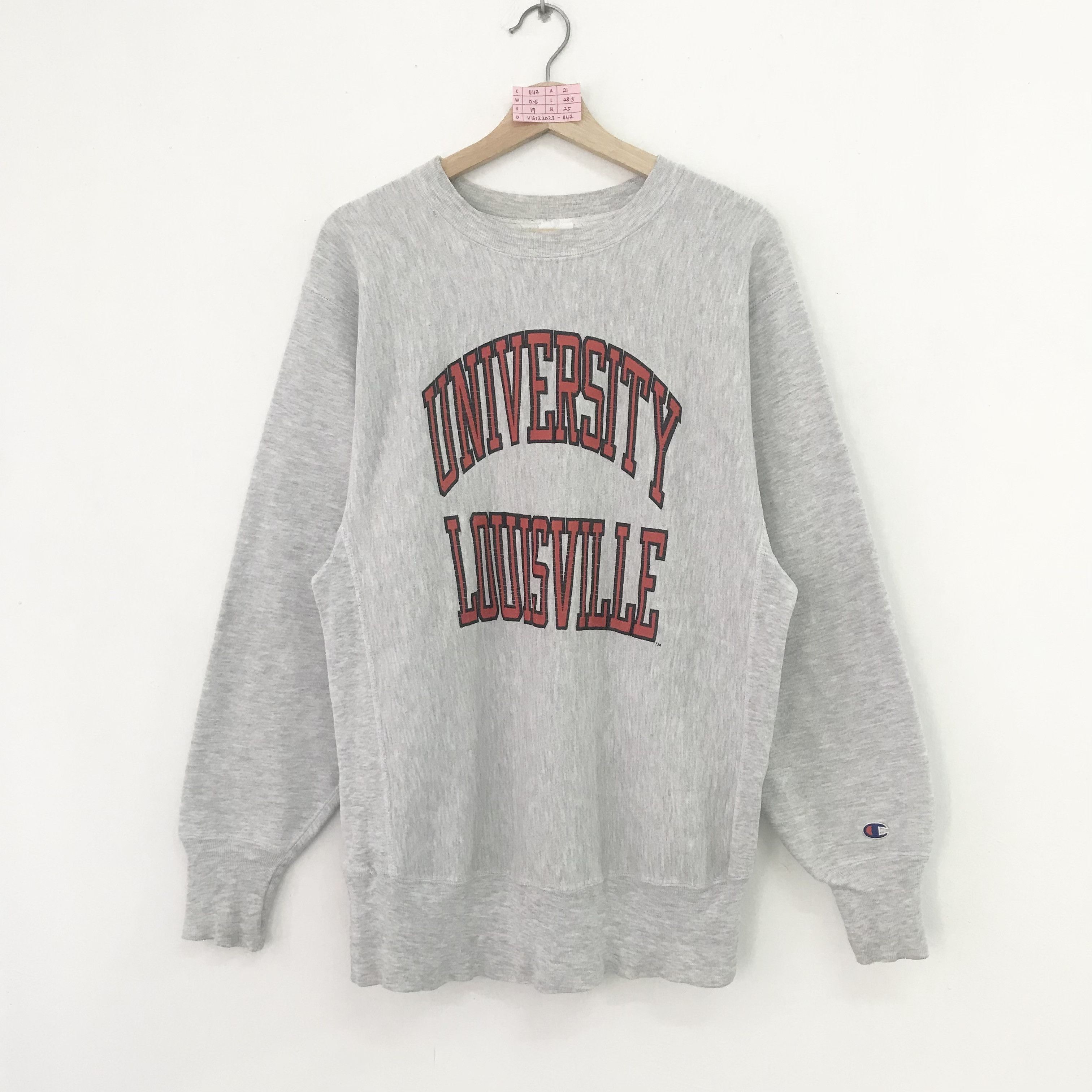 image of 90's Champion Reverse Weave University Of Louisville in Grey, Men's (Size Medium)