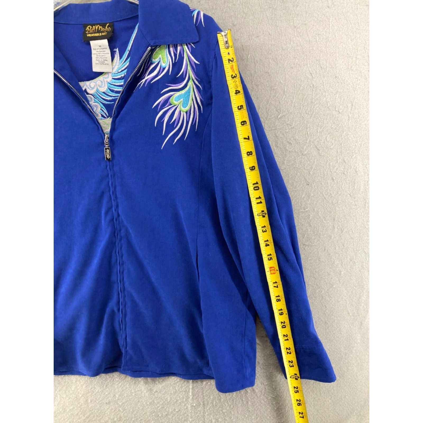 Bob Mackie Bob Mackie Shirt Womens Medium 1/4 Zip Long Sleeve Peacock Embroidered Size M / US 6-8 / IT 42-44 - 5 Thumbnail