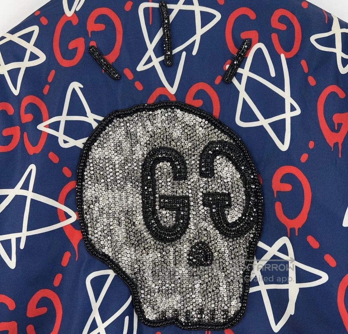Gucci Blue Star and Logo Print Bomber Jacket XXS. Size US XXS / EU 40 - 6 Thumbnail
