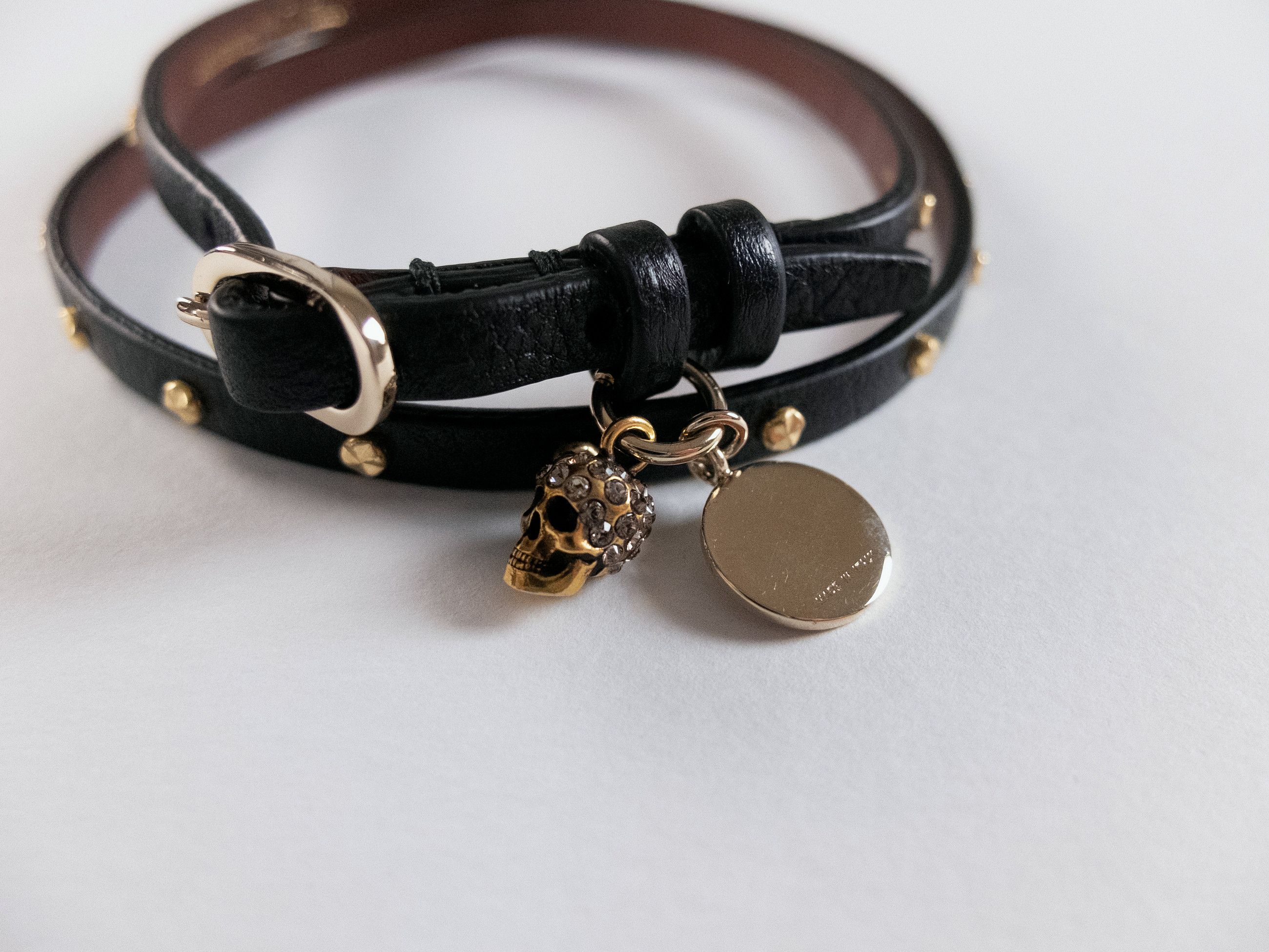 Alexander McQueen ALEXANDER MCQUEEN black 3x wrap studded leather bracelet q Size ONE SIZE - 2 Thumbnail