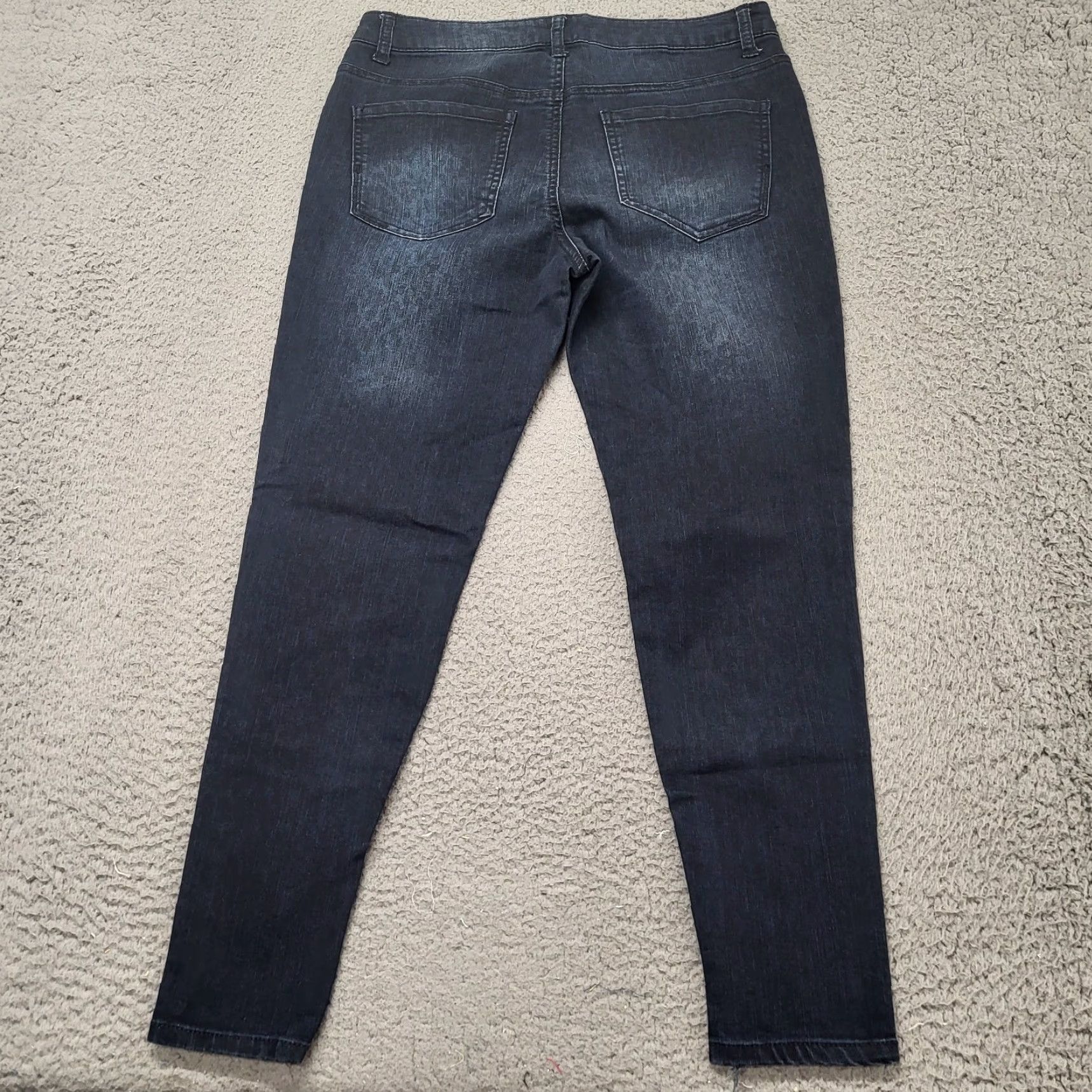 Vintage Liverpool Jeans Women's Size 10 Dark Blue Cheetah Print Abby Ankle Skinny Denim Jeans Shirt? Size 32" / US 10 / IT 46 - 2 Thumbnail