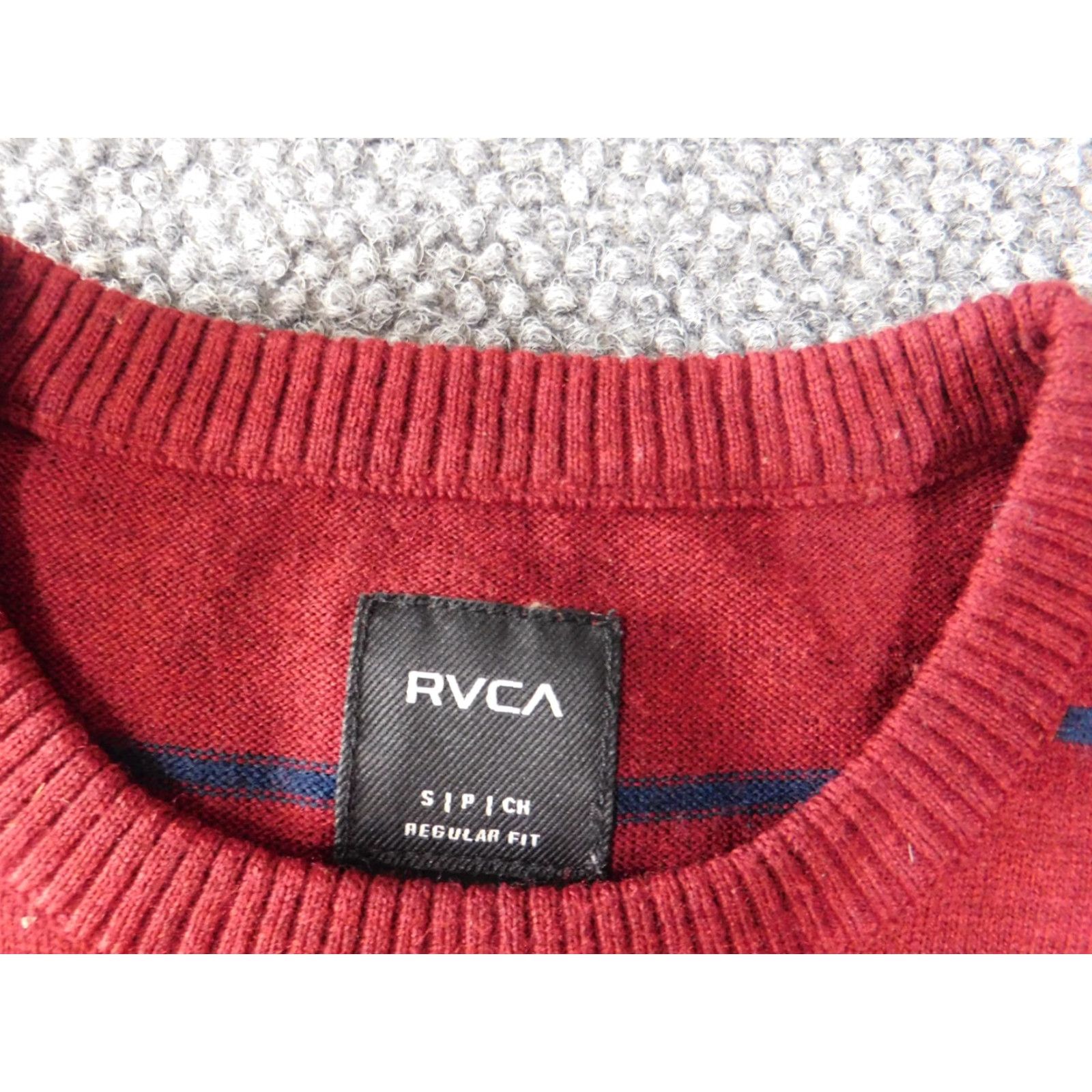 RVCA RVCA Mens Sweater Long Sleeve Crew Neck Red Knit Pullover Striped Cotton Logo Open-Knit Basic Regular Size S Mens Size US S / EU 44-46 / 1 - 6 Thumbnail