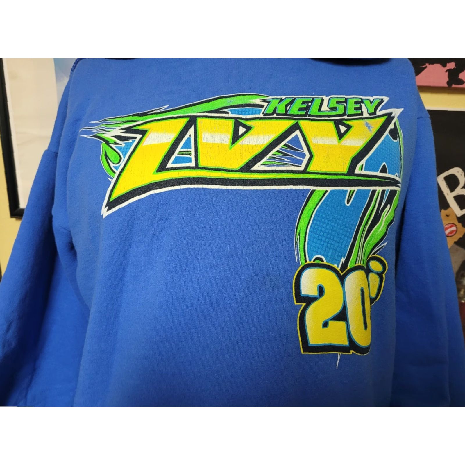 Vintage Kelsey Ivy #20 Sprint Car Racing Hoodie Sweatshirt M Blue Hooded Pullover Mens Cars 410 Fremont OH Size US M / EU 48-50 / 2 - 2 Thumbnail