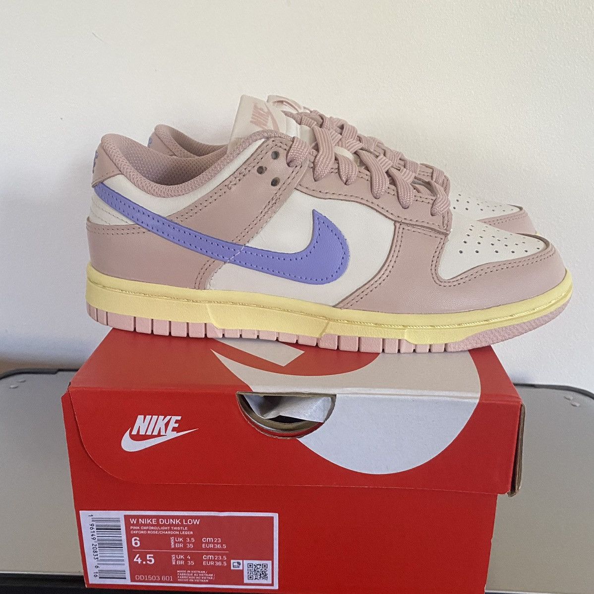 Nike Nike Dunk Low Pink Oxford Rose Athleisure DD1503-601 6 NEW Size US 6 / IT 36 - 1 Thumbnail