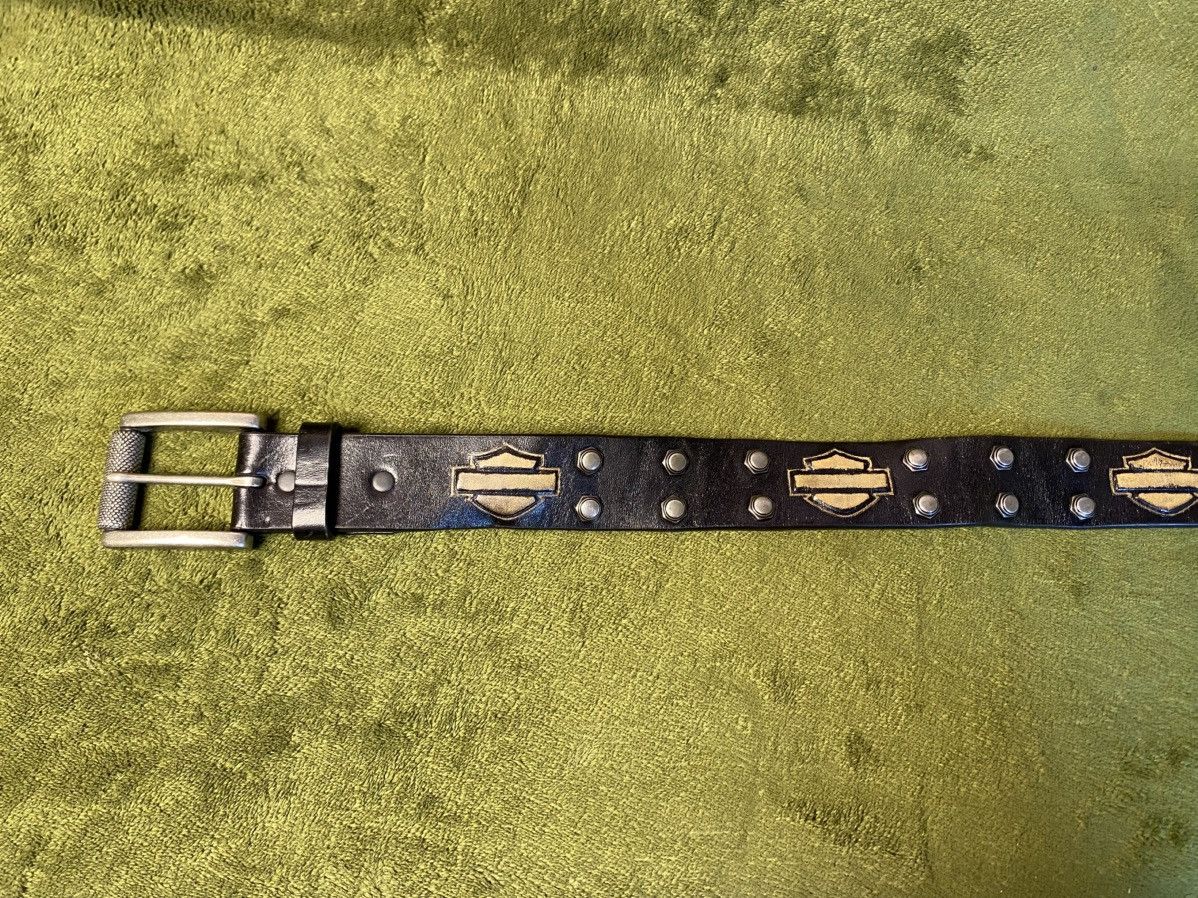 Harley Davidson Harley Davidson black cowhide leather studded belt Size 34 - 9 Thumbnail