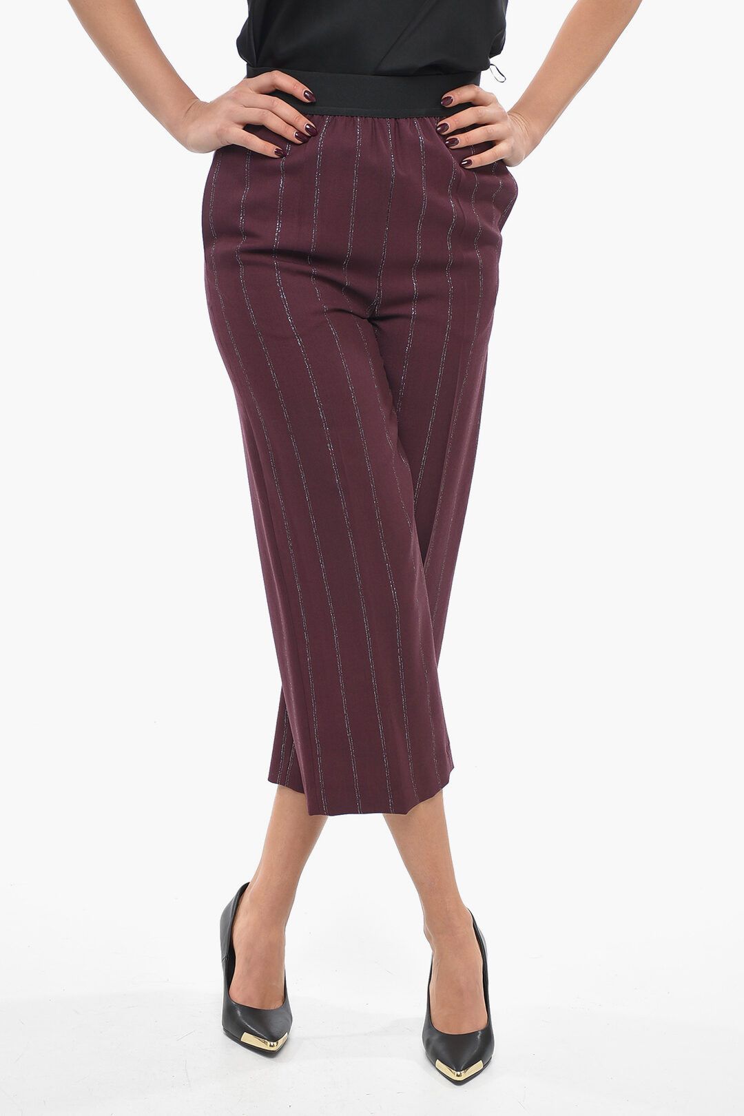 Stella McCartney og1mm0824 Wool Blend Cropped Fit Pant in Plum Size 28" / US 6 / IT 42 - 1 Thumbnail
