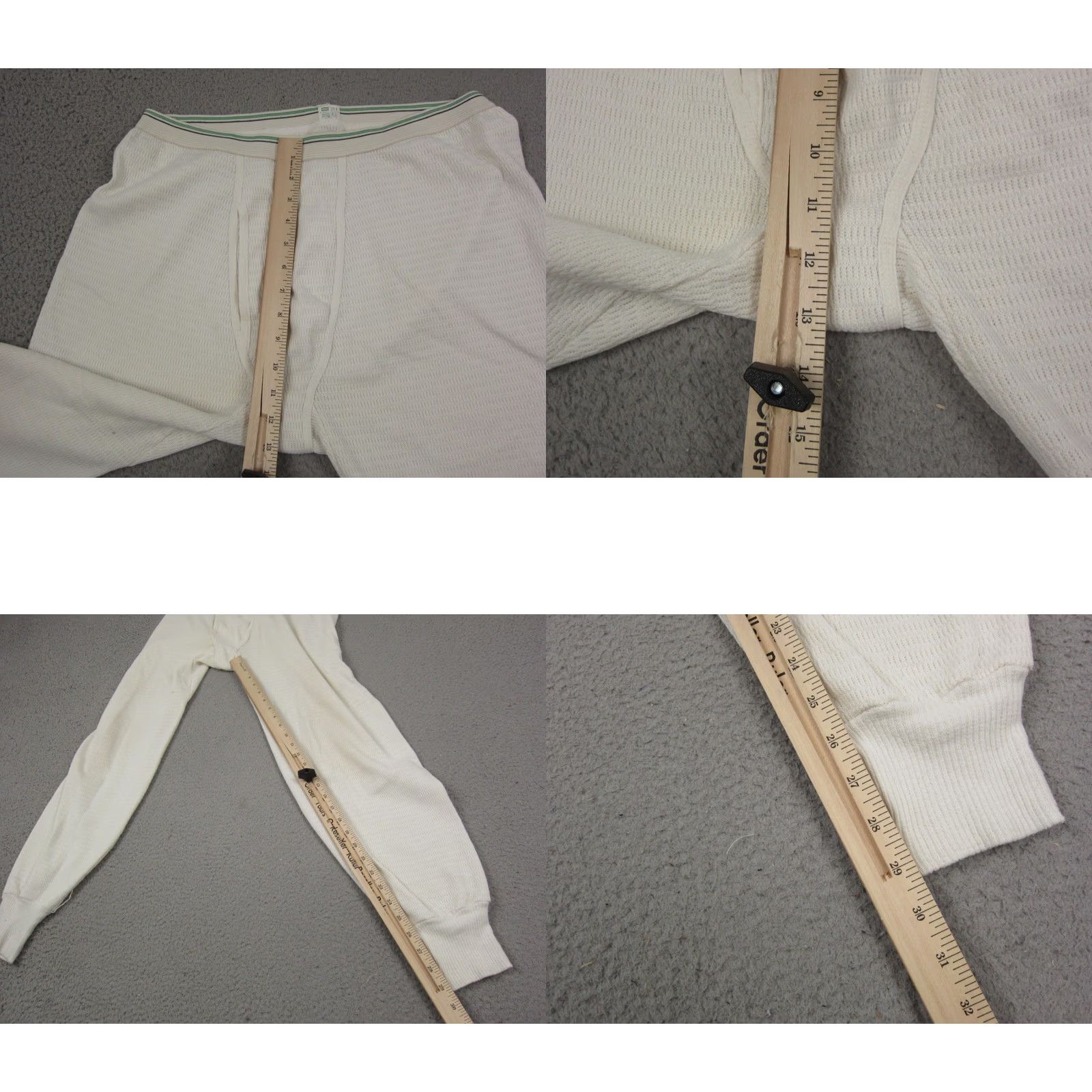 Hanes Vintage Hanes Pants 2XL White Thermal Waffle Knit Sweatpants Mens 80s Winter Base Layer Cotton Polyester Regular Fit Size US 39 - 8 Thumbnail