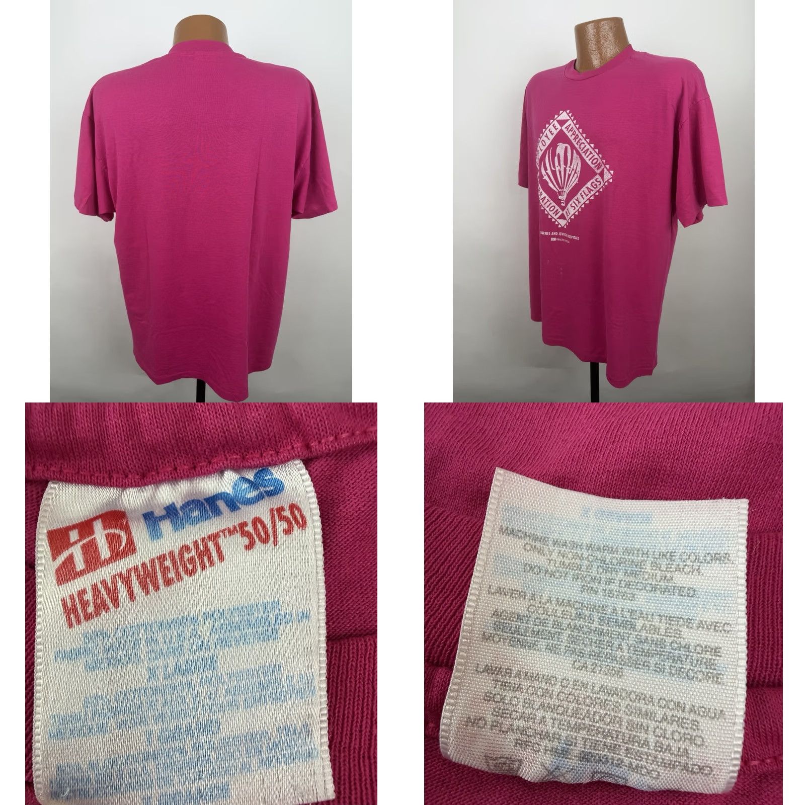 Hanes VINTAGE Hanes T-Shirt Mens XL Pink 90s Retro Graphic Print Shirt Short Sleeve Crew Neck Size US XL / EU 56 / 4 - 8 Thumbnail