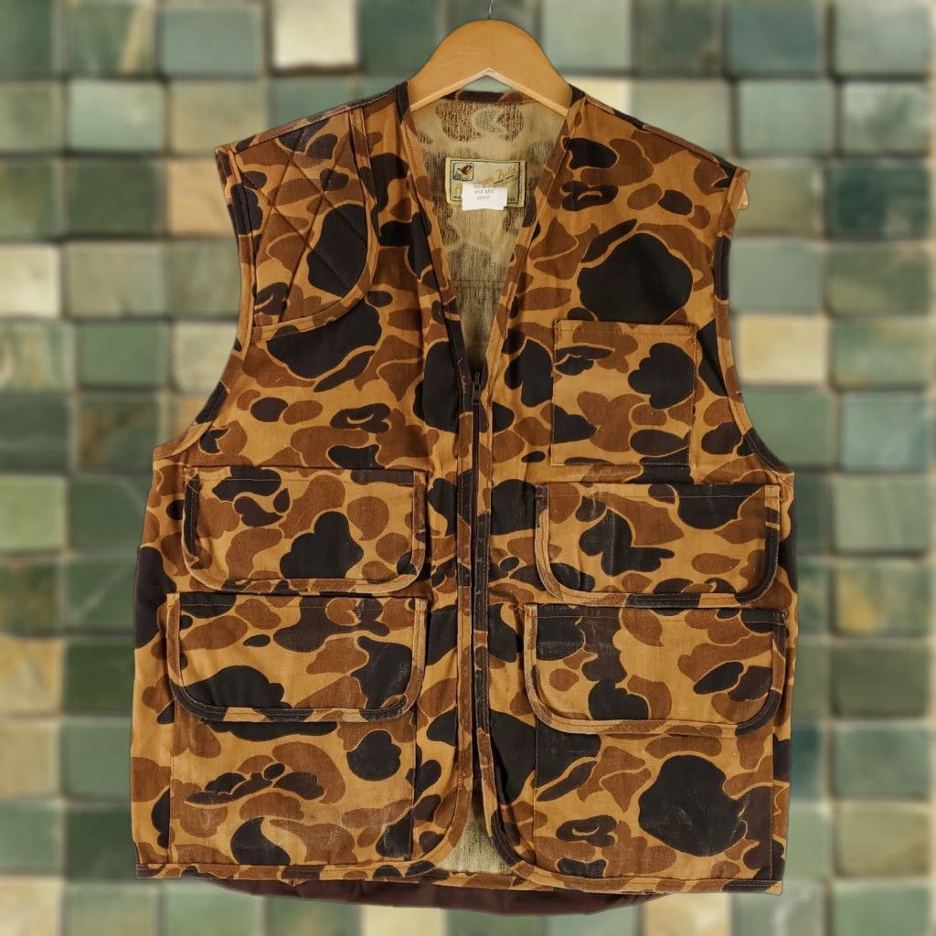 VINTAGE American Field Hunting Vest Duck Camo Made USA Mens M Multicolor 80s Vest Mens M
