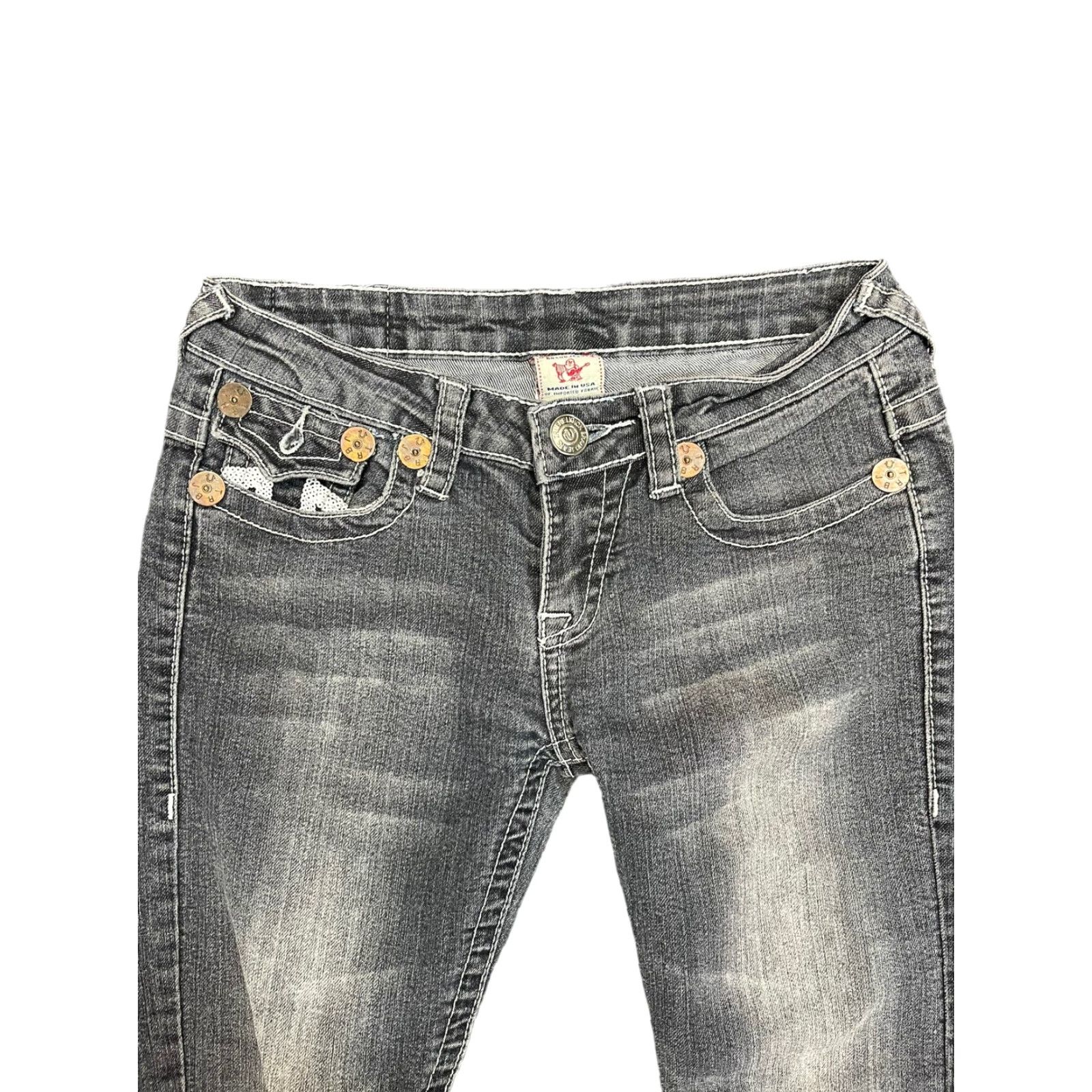 True Religion True Religion Jeans Joey Super T World Tour/Row 26 Distressed USA Denim 100% Cotton Straight Relaxed Mens Jeans 33in Inseam Size US 26 / EU 42 - 2 Thumbnail