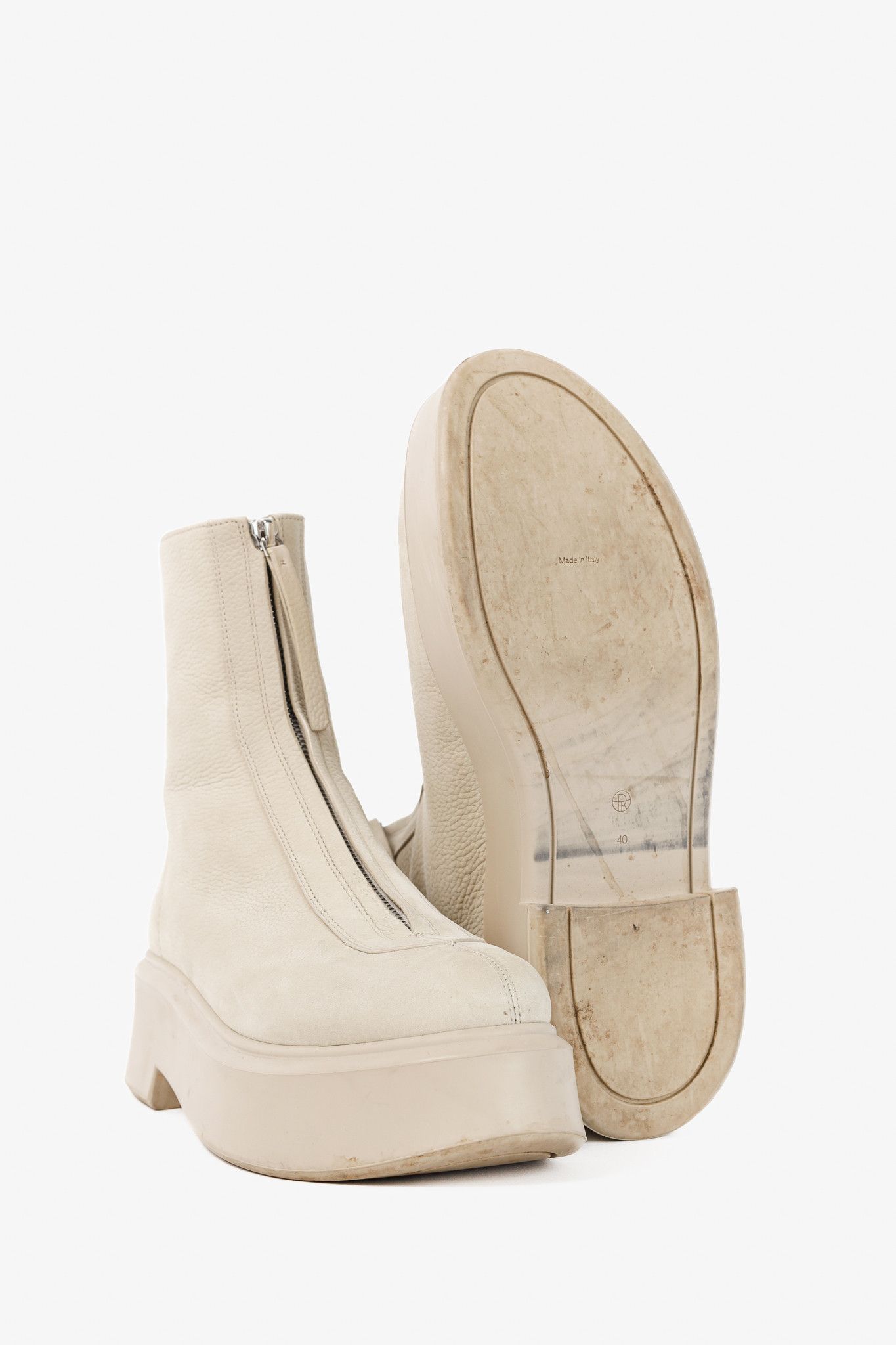 The Row The Row Beige Leather Platform Zipped Boot Size US 9.5 / IT 39.5 - 4 Thumbnail