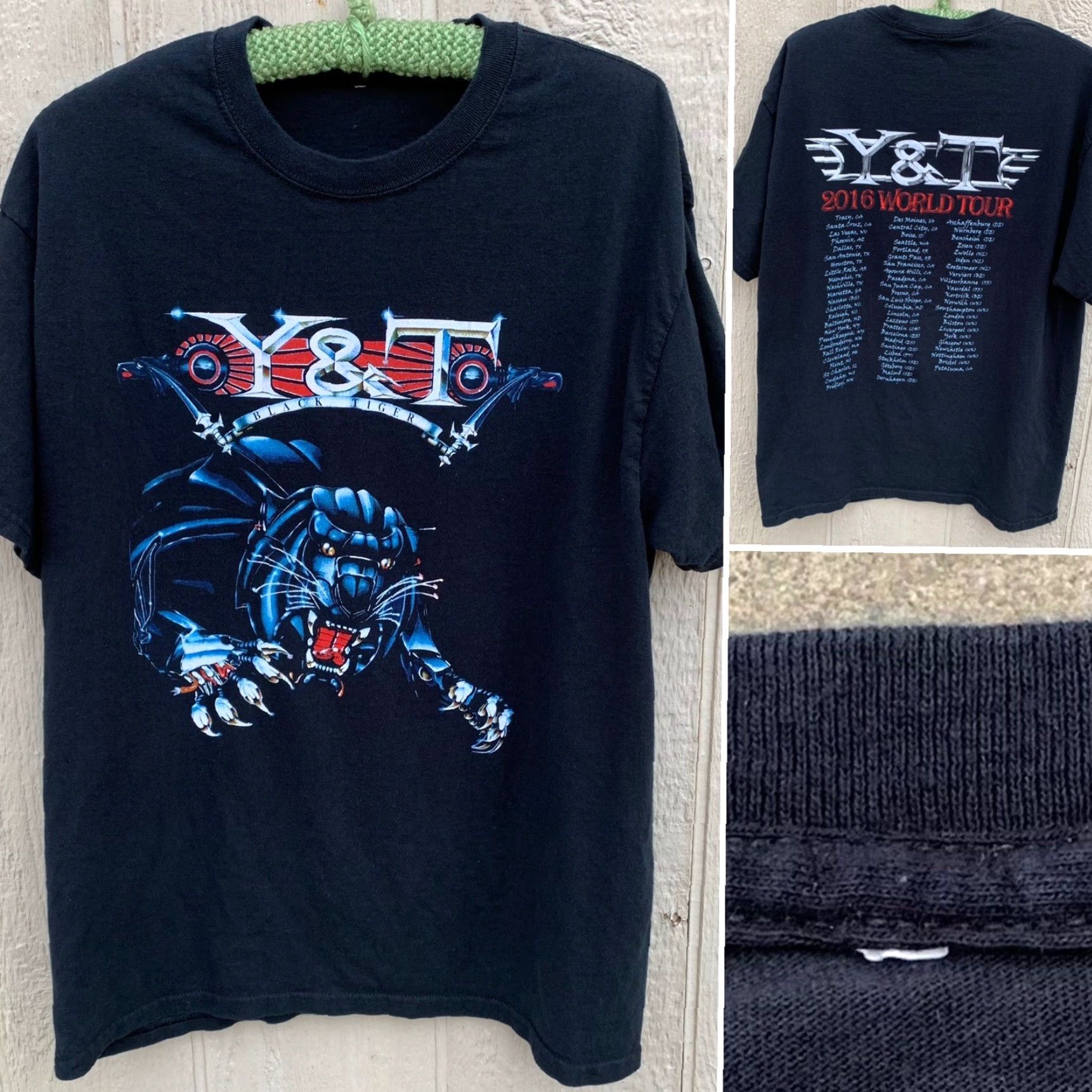 Vintage Y&T Black Tiger 2016 World Tour t shirt XL Men's Rock Band Concert Tee Short Sleeve Crew Neck Black Jersey Solid Graphic Print XS? Size US XL / EU 56 / 4 - 3 Thumbnail