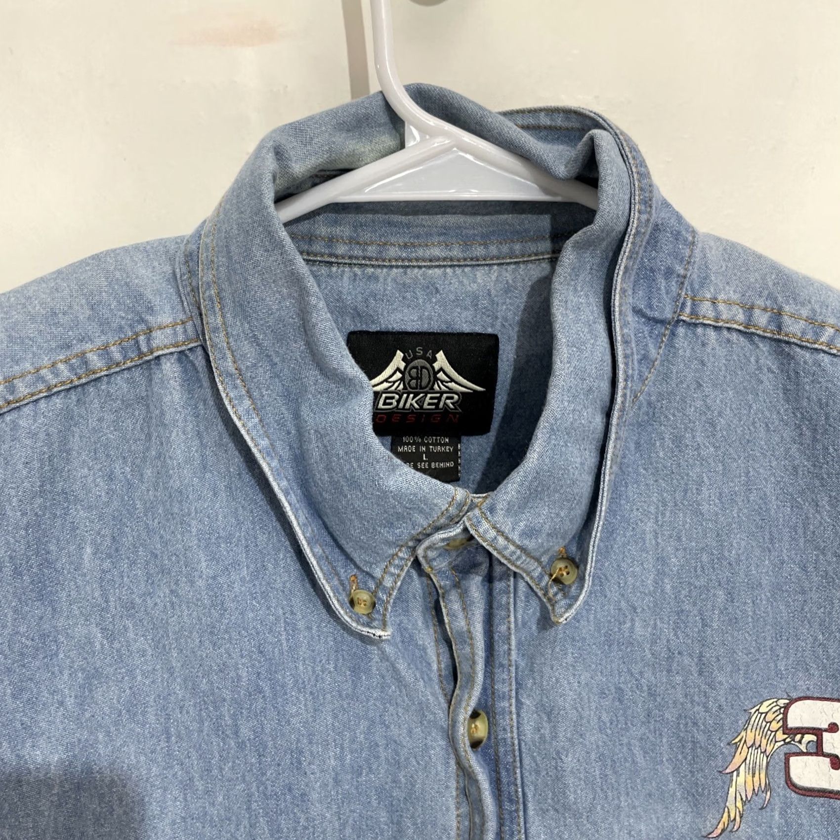 Vintage VINTAGE BIKER Design Vest Denim Blue Cotton Pocket Button Logo Biker Motorcycle Eagle Beach Daytona Bike Week Shirt Vest L Men Size US L / EU 52-54 / 3 - 3 Thumbnail