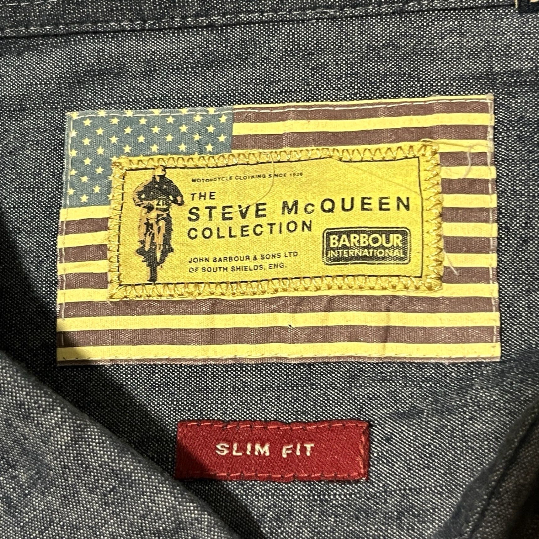 VINTAGE Barbour International Steve McQueen Denim Shirt Long