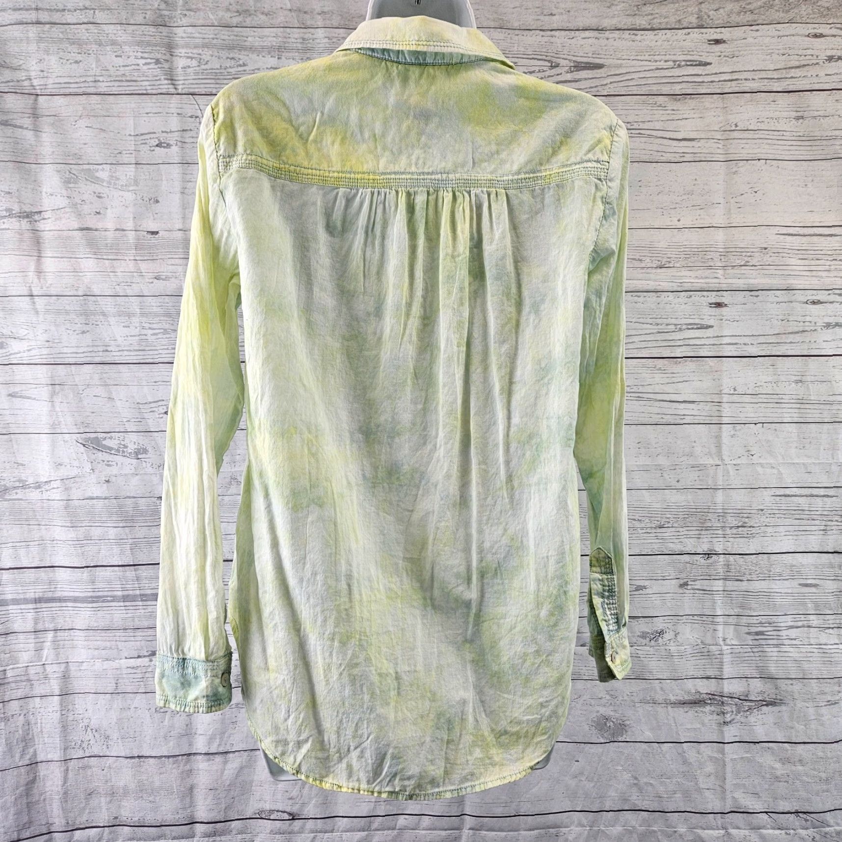 Vintage VINTAGE Pilcro by Anthropologie Womens Cate Classic Button Down Top XS Yellow Size XS / US 0-2 / IT 36-38 - 4 Thumbnail
