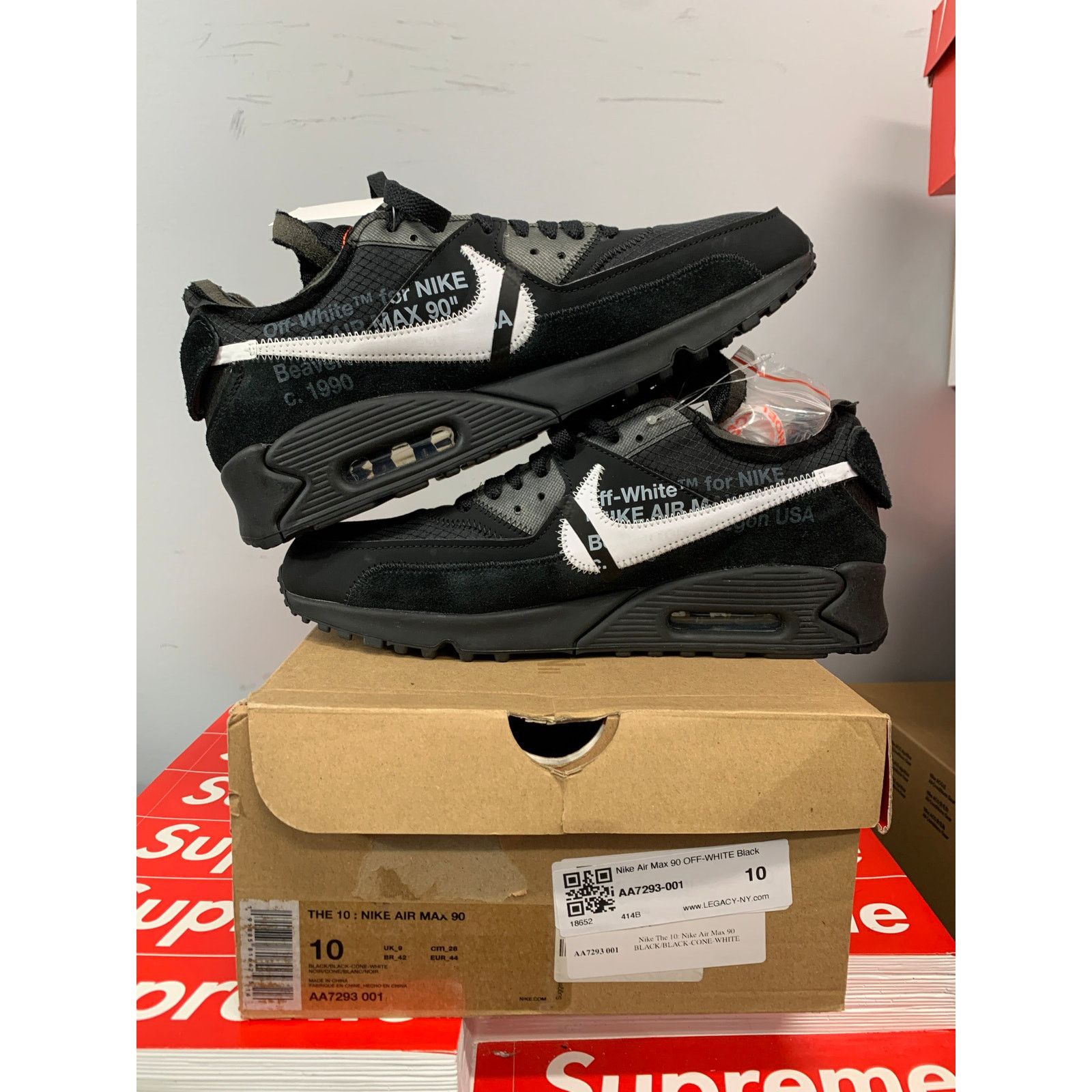 Nike Nike Air Max 90 Off-White Black Size 10 BRAND NEW SHIPS NOW Size US 10 / EU 43 - 5 Thumbnail