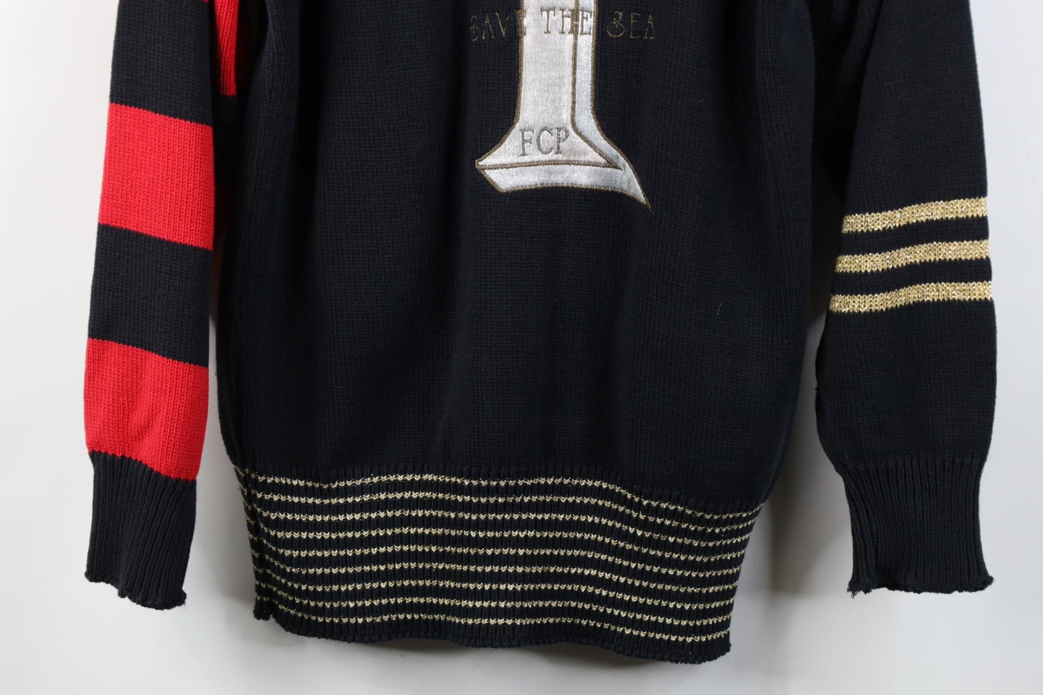 Vintage Vintage 90s Streetwear Save the Sea Boat Collared Sweater Size XXL / US 16-18 / IT 52-54 - 3 Thumbnail