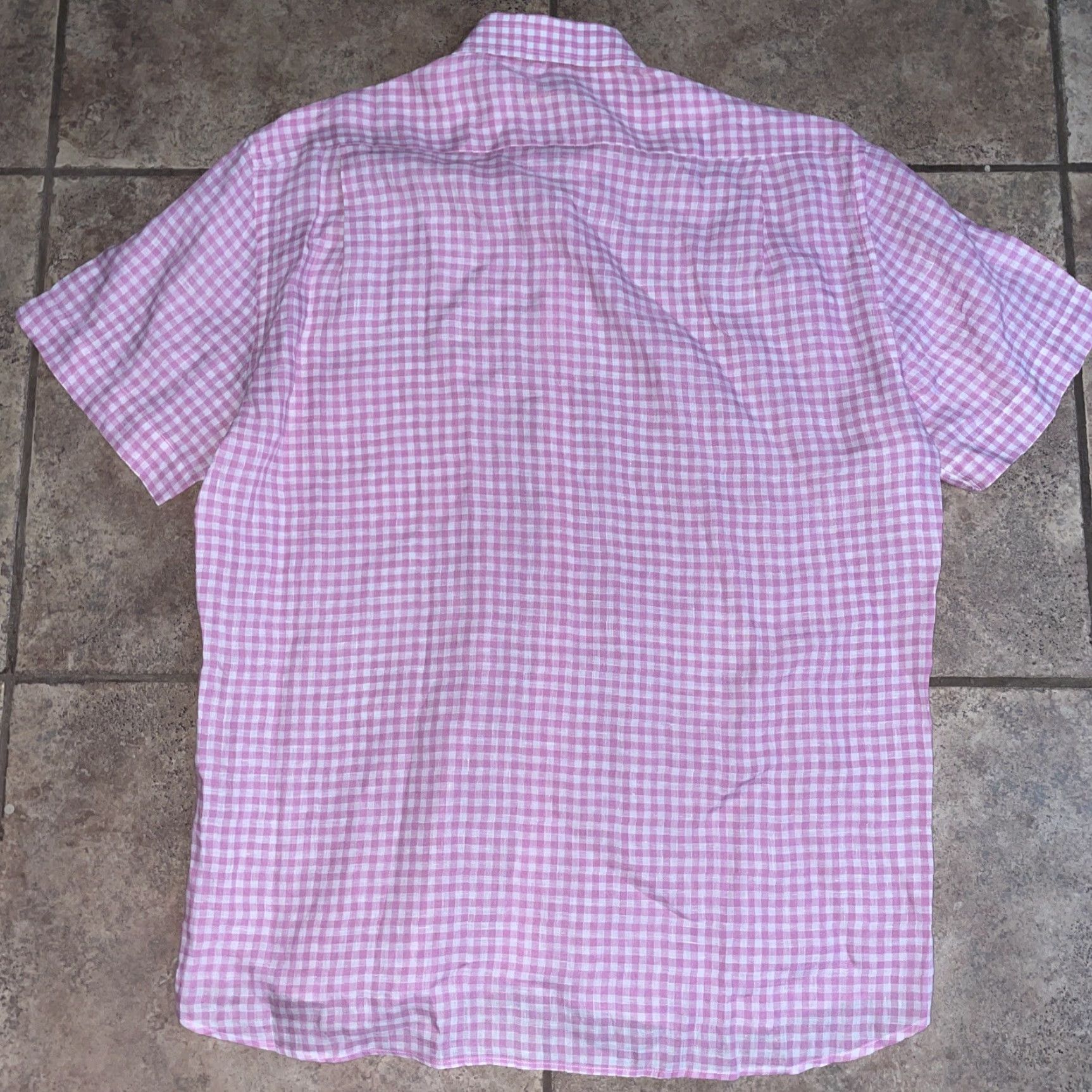 Pinko Manzoni Shirt XL Pink Plaid Button-Up Short Sleeve Mens Size US XL / EU 56 / 4 - 4 Thumbnail