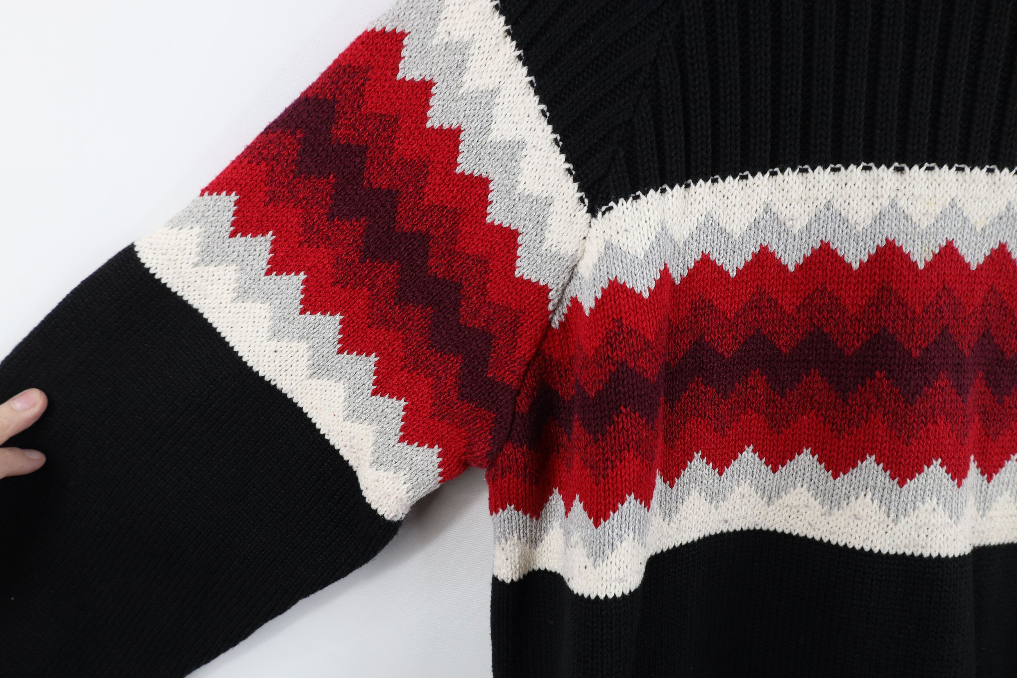 Vintage Vintage 90s Streetwear Knit Fair Isle Mock Neck Sweater Size L / US 10 / IT 46 - 5 Thumbnail