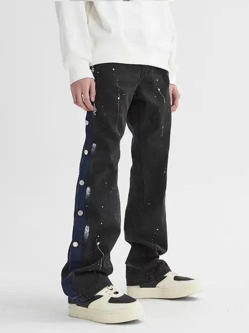 Jean Vintage Side-Breasted Splattered Street Jeans Size US 32 / EU 48 - 2 Thumbnail