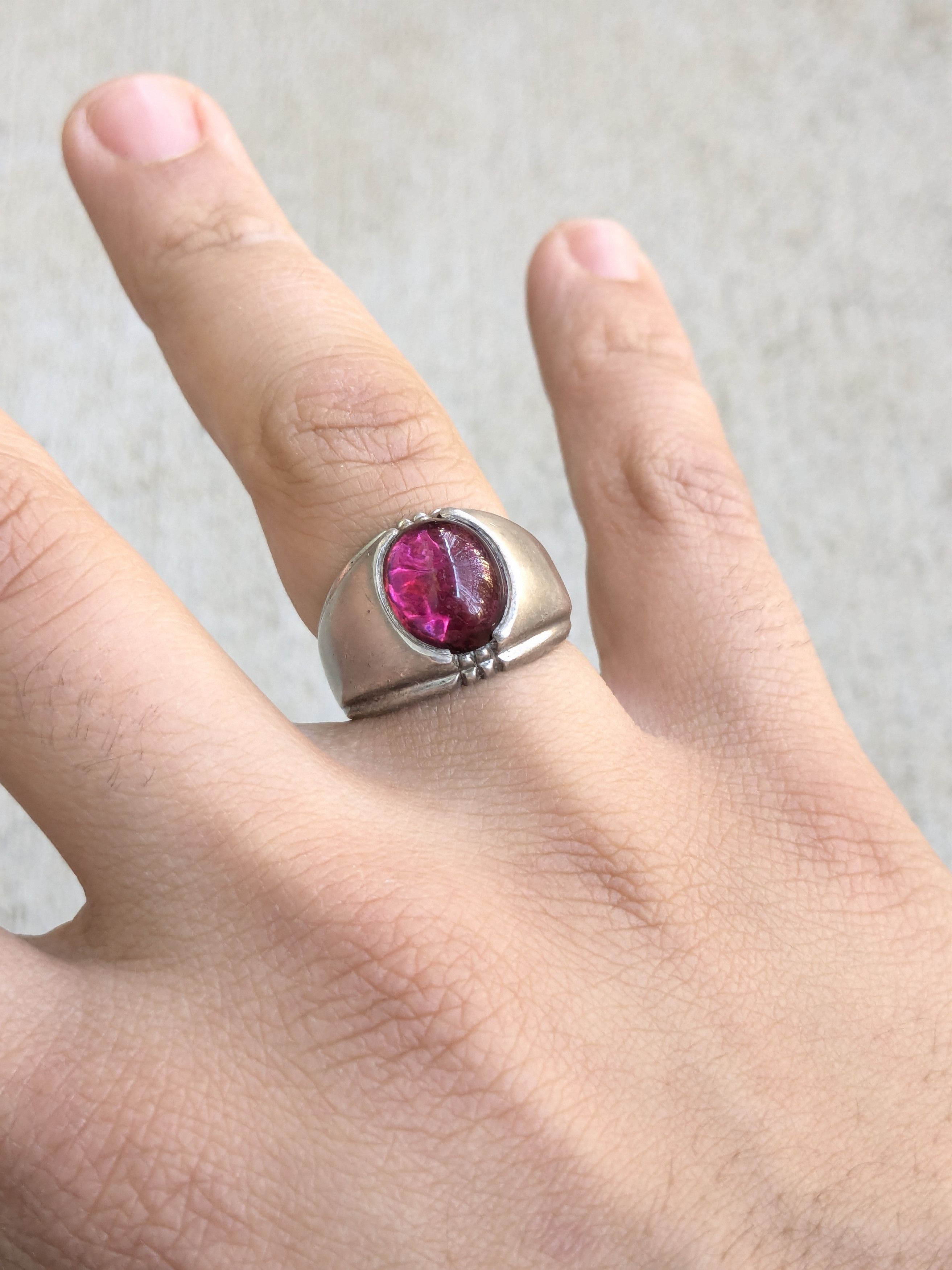 Jewelry Vintage Sterling Silver Ring Pink Oval Cabochon 8.25 Size ONE SIZE - 11 Thumbnail