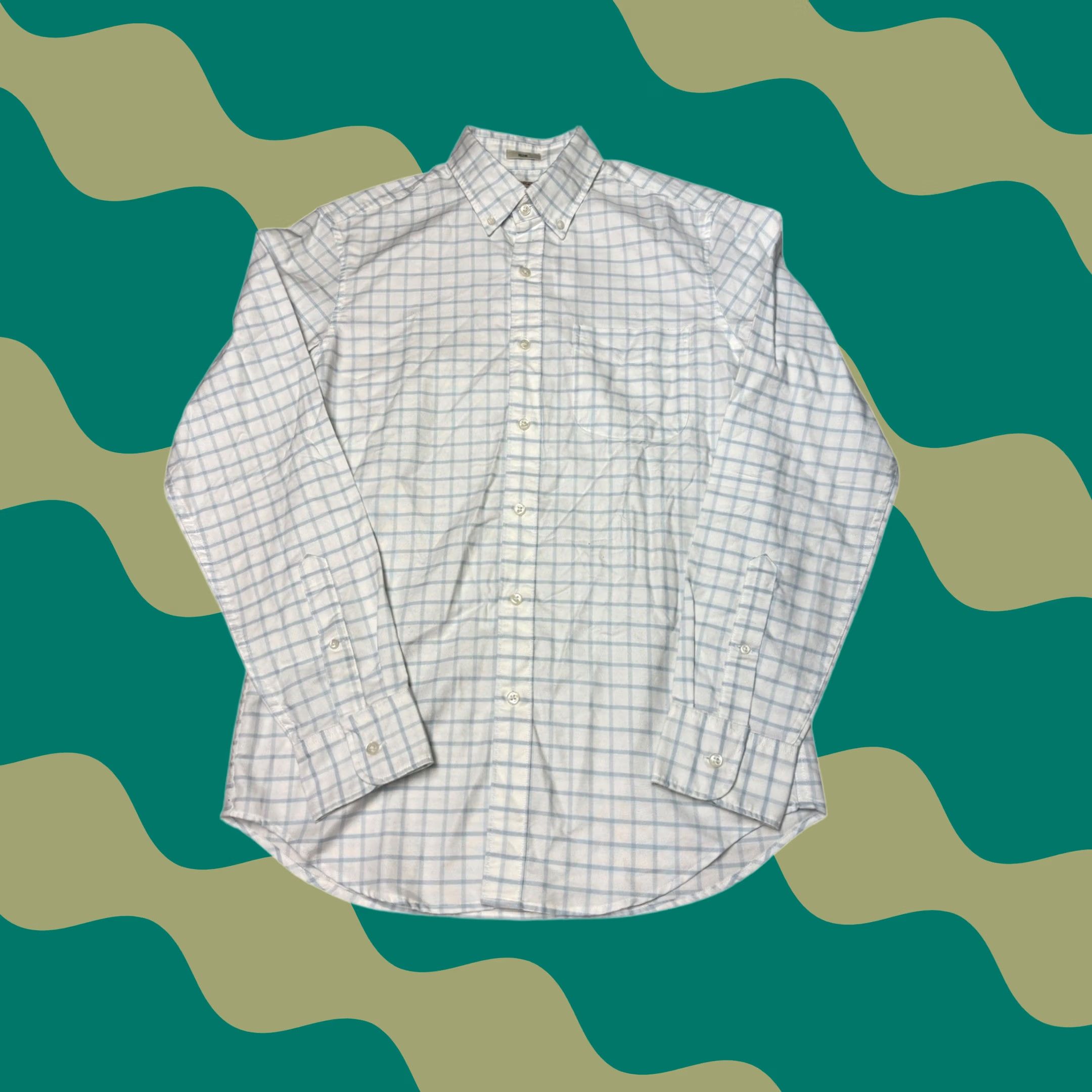 J.Crew NWT J.Crew Shirt Mens Small Blue White Oxford Slim Fit Windowpane Check J1032 Size US S / EU 44-46 / 1 - 1 Thumbnail