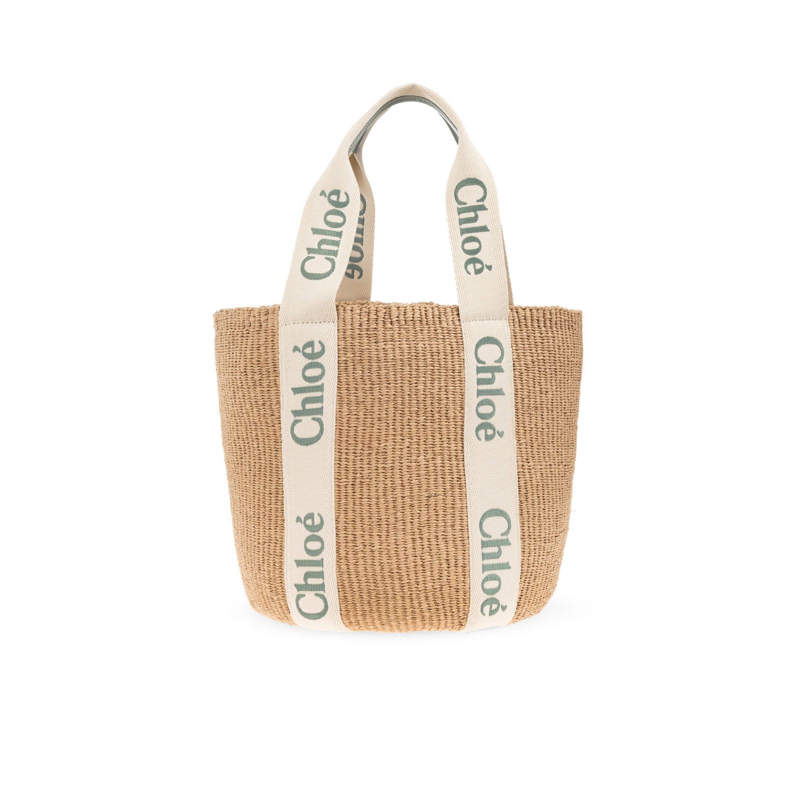 Chloe Chloe Large Bluish Green Raffia-Effect Linen Basket Shoulder Size ONE SIZE - 2 Thumbnail