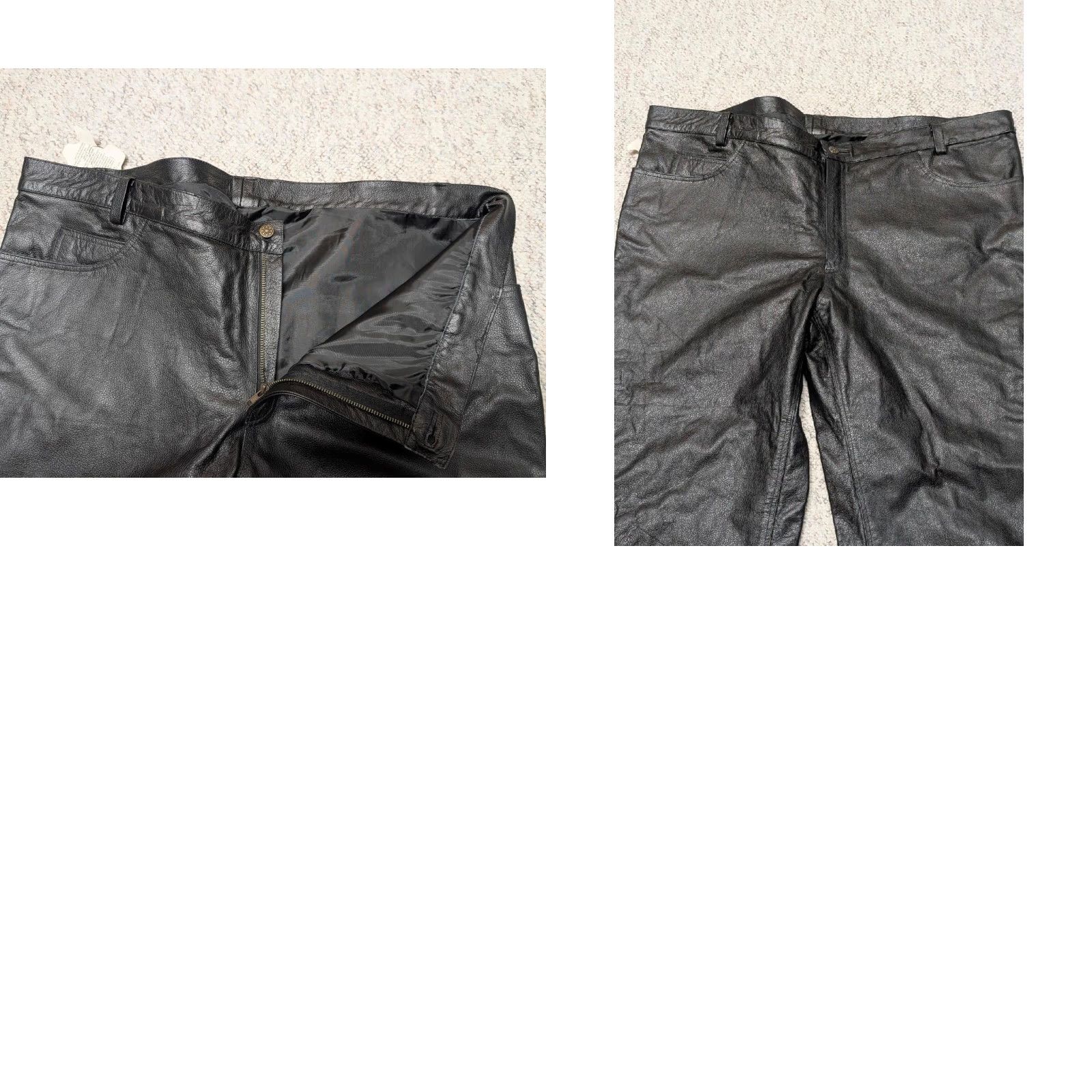 Vintage VINTAGE leather MOTORCYCLE pants BIKER jeans 48x32 black Cowhide Leather Mens Pants Size US 32 / EU 48 - 8 Thumbnail