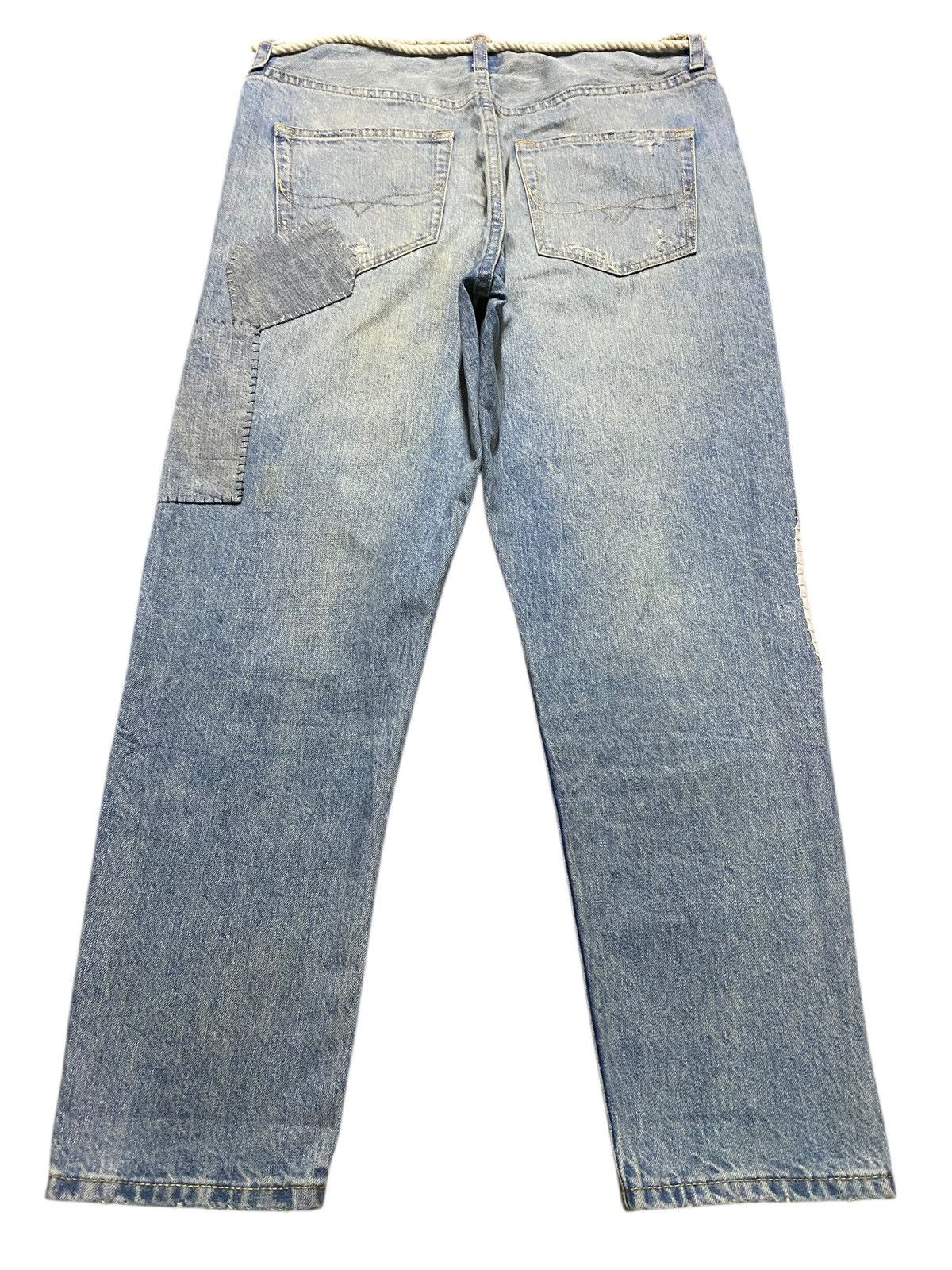 Ralph Lauren Vintage Polo Ralph Laurent Shashiko Boro Lace up Belt Jeans Size US 32 / EU 48 - 2 Thumbnail