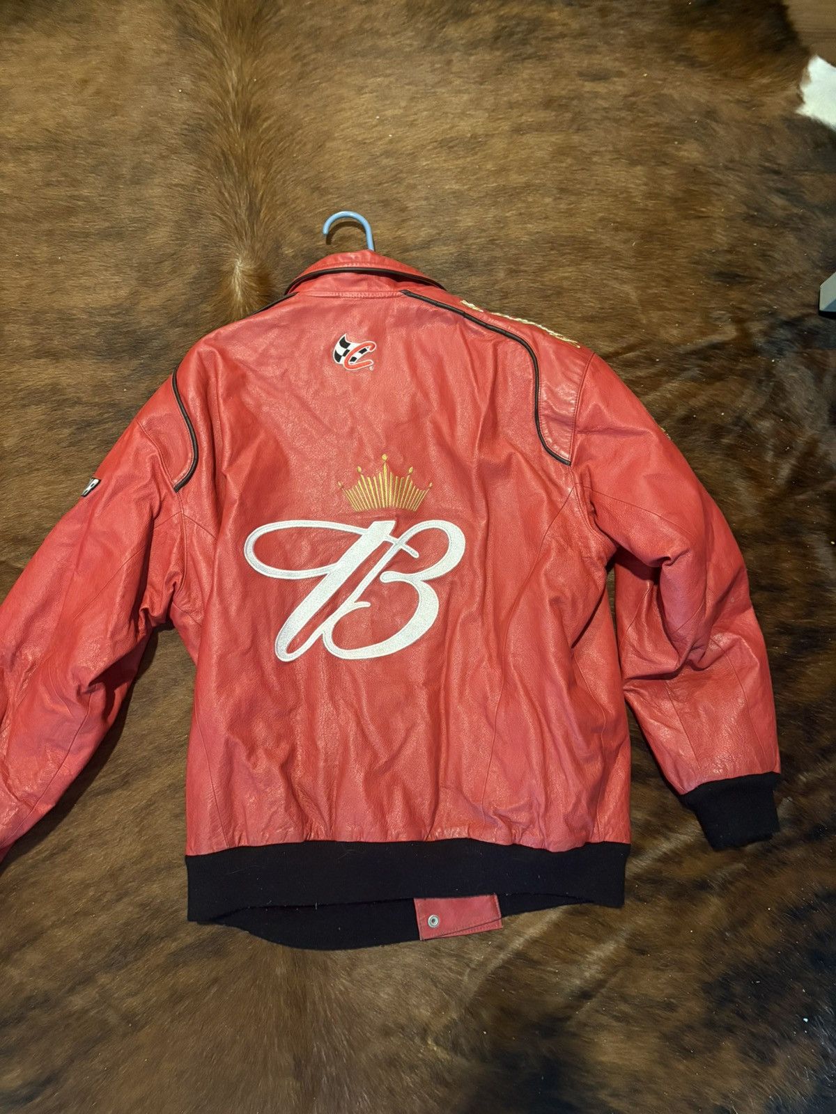 Budweiser Vintage Budweiser Red Leather Racing Jacket Size US L / EU 52-54 / 3 - 2 Thumbnail