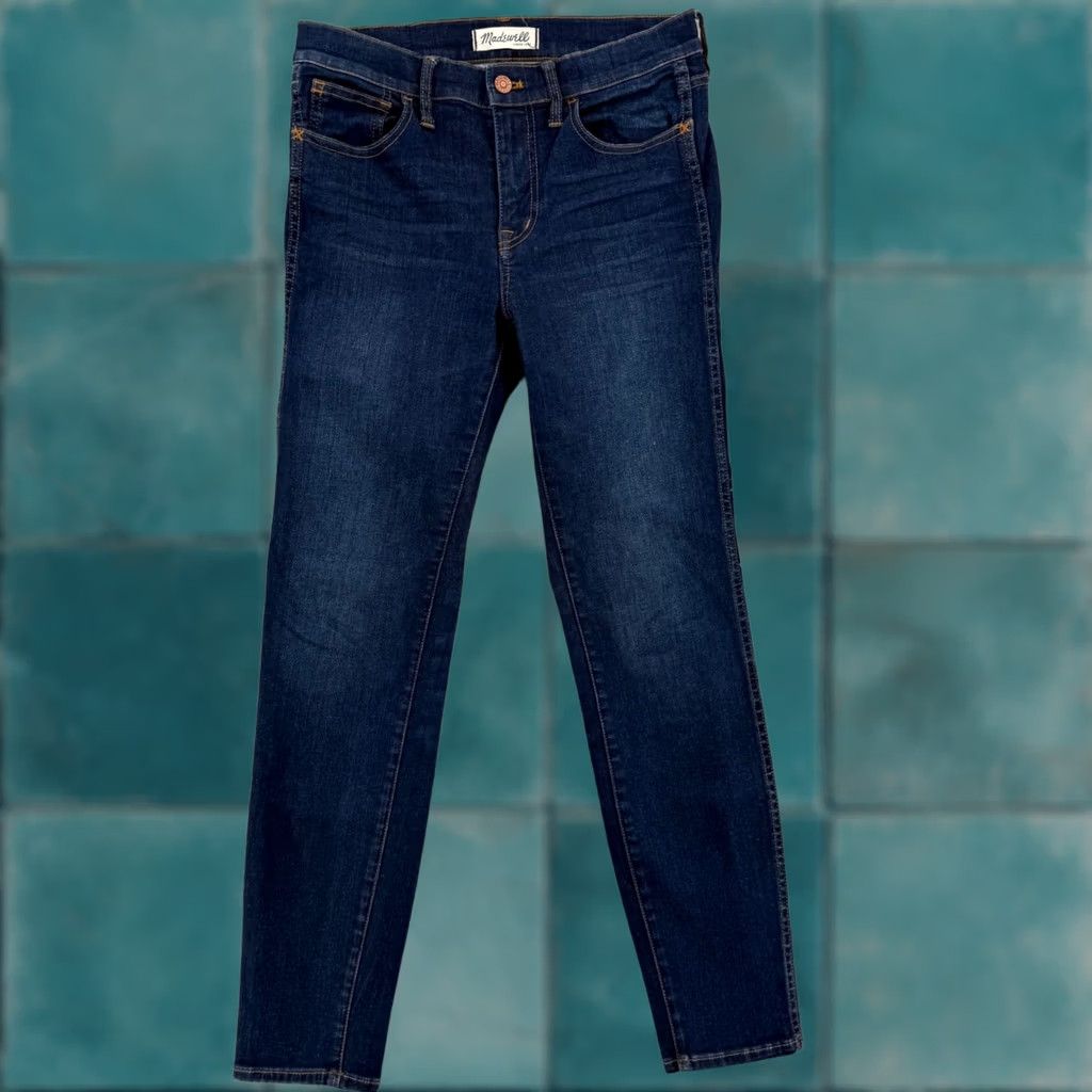Madewell Madewell High Riser Skinny Jeans Dark Indigo Blue Stretch Denim Women's Size 28 Size 28" / US 6 / IT 42 - 1 Thumbnail