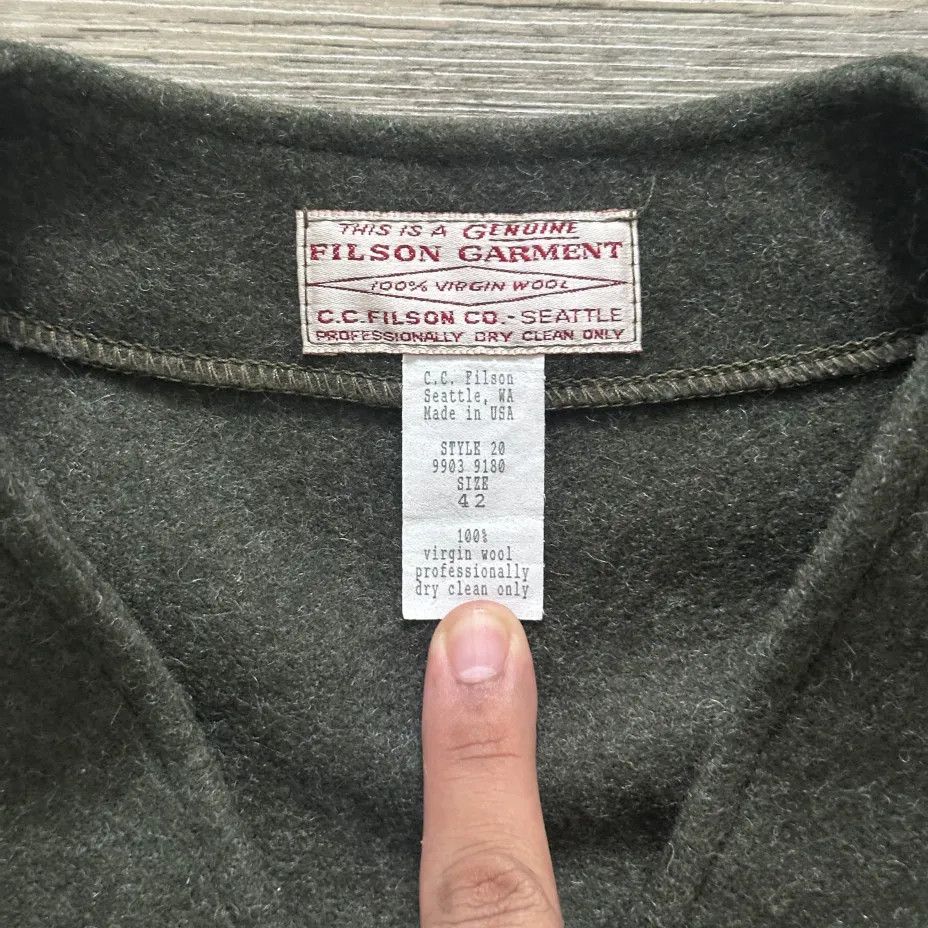 Filson Vintage CC Filson Olive Green Style 20 Mackinaw Wool Vest Size US M / EU 48-50 / 2 - 2 Thumbnail
