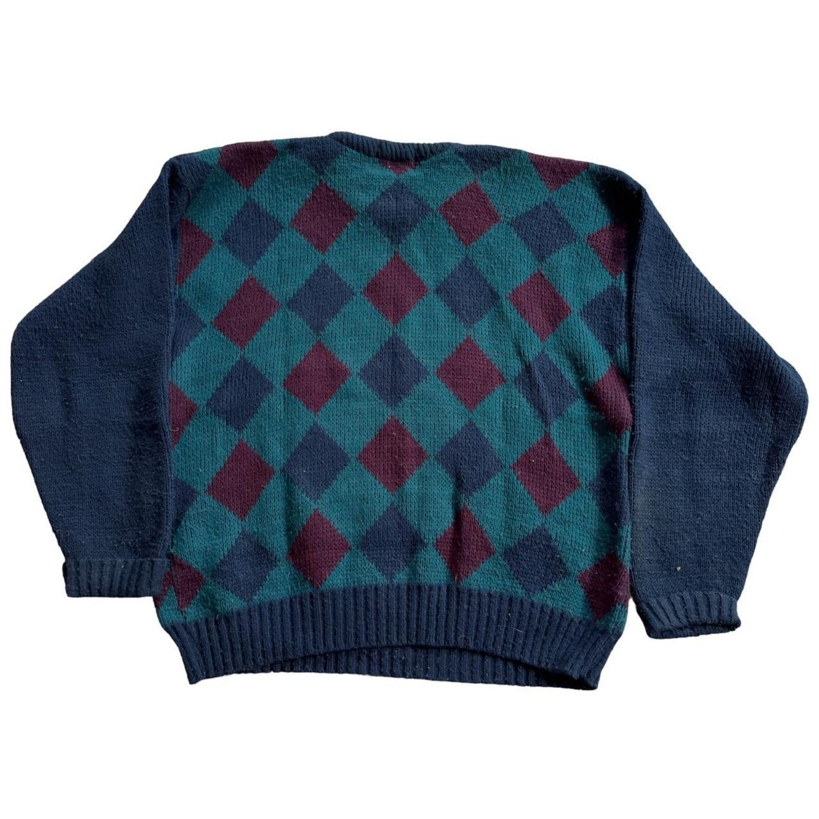 Vintage 🧥 90's Vintage Fluid Argyle Sweater 🧥 Size US L / EU 52-54 / 3 - 4 Thumbnail