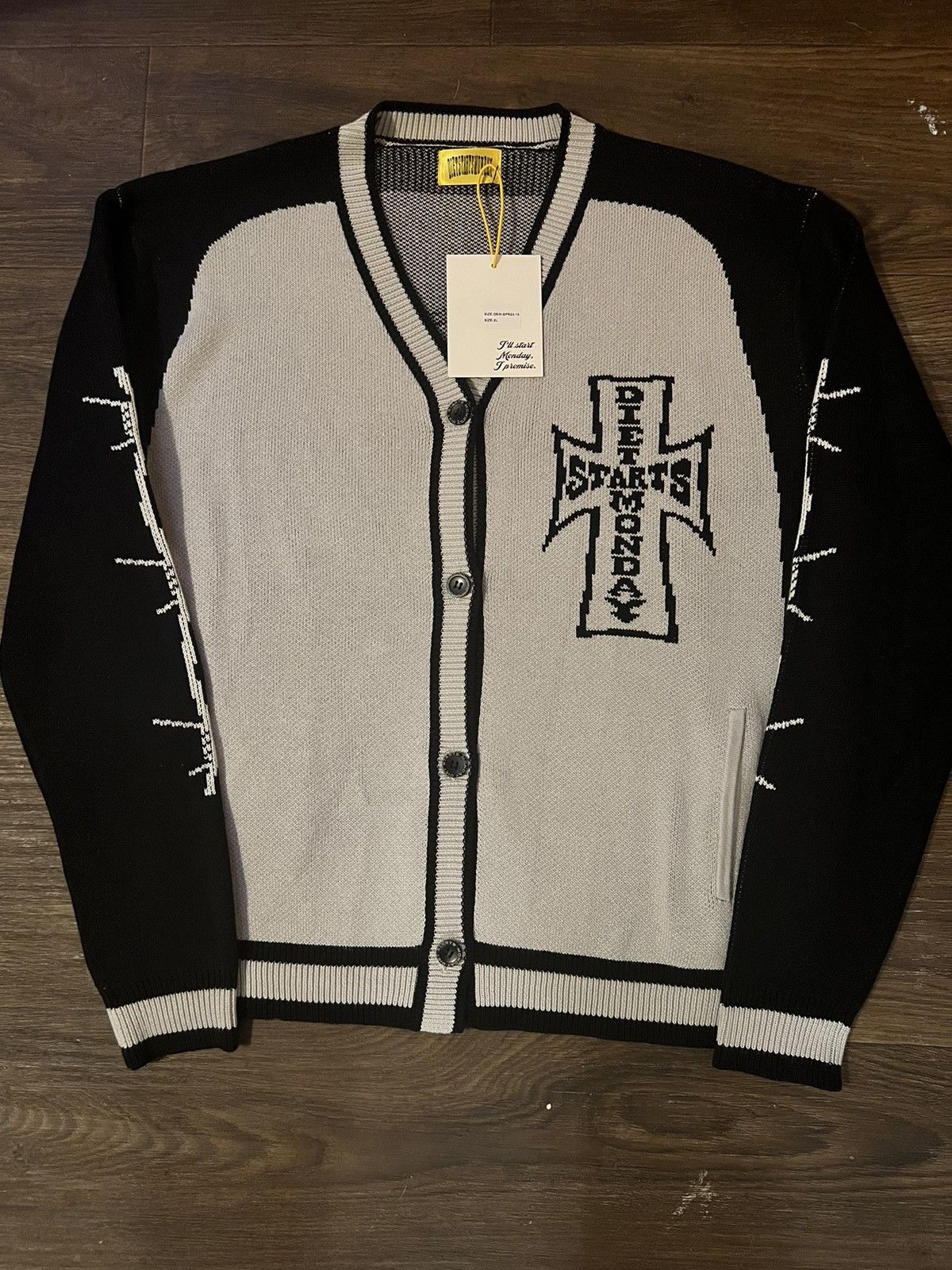 image of Diet Starts Monday Barbwire Cardigan in Black, Men's (Size XL)