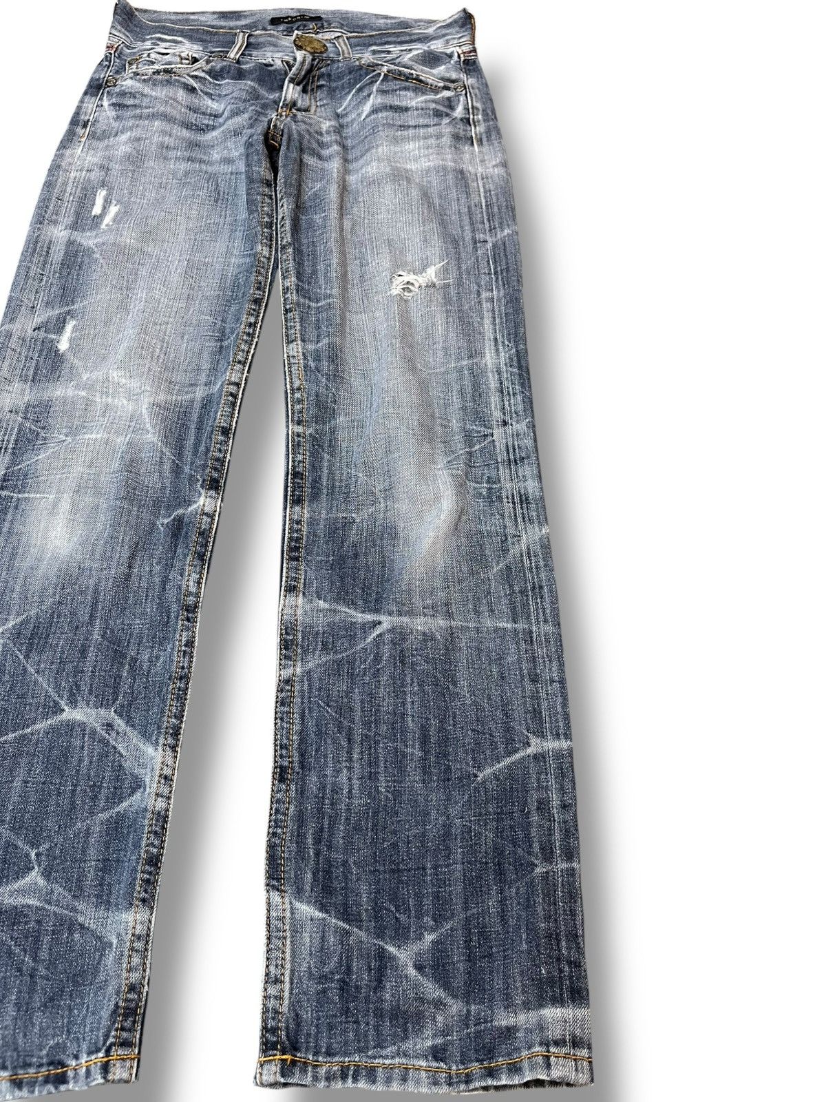 Japanese Brand Vintage Theoria Whiskers Honeycomb Distressed Denim Size US 31 - 4 Thumbnail