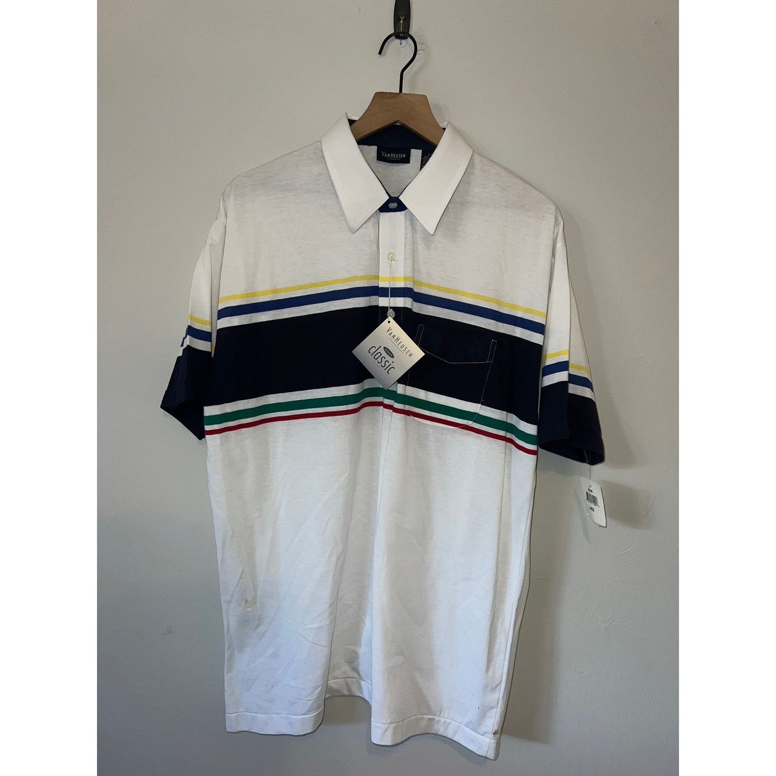 Van Heusen NWT Van Heusen Classic White Striped Polo Shirt VTG L Large Size US L / EU 52-54 / 3 - 1 Thumbnail
