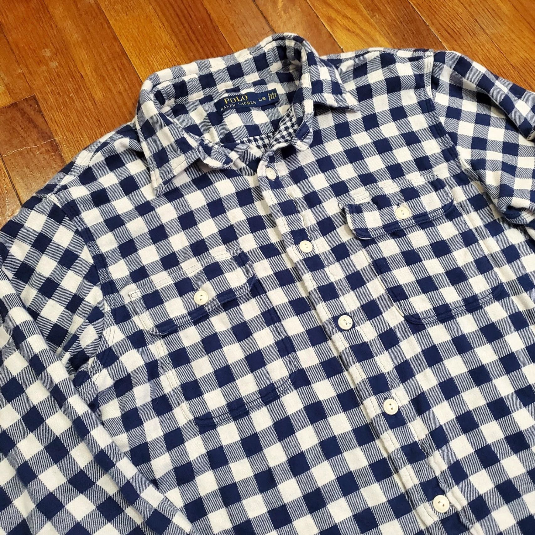 Polo Ralph Lauren Polo Ralph Lauren Shirt Mens Large Blue White Plaid Flannel Button Down Heavy Size US L / EU 52-54 / 3 - 4 Thumbnail